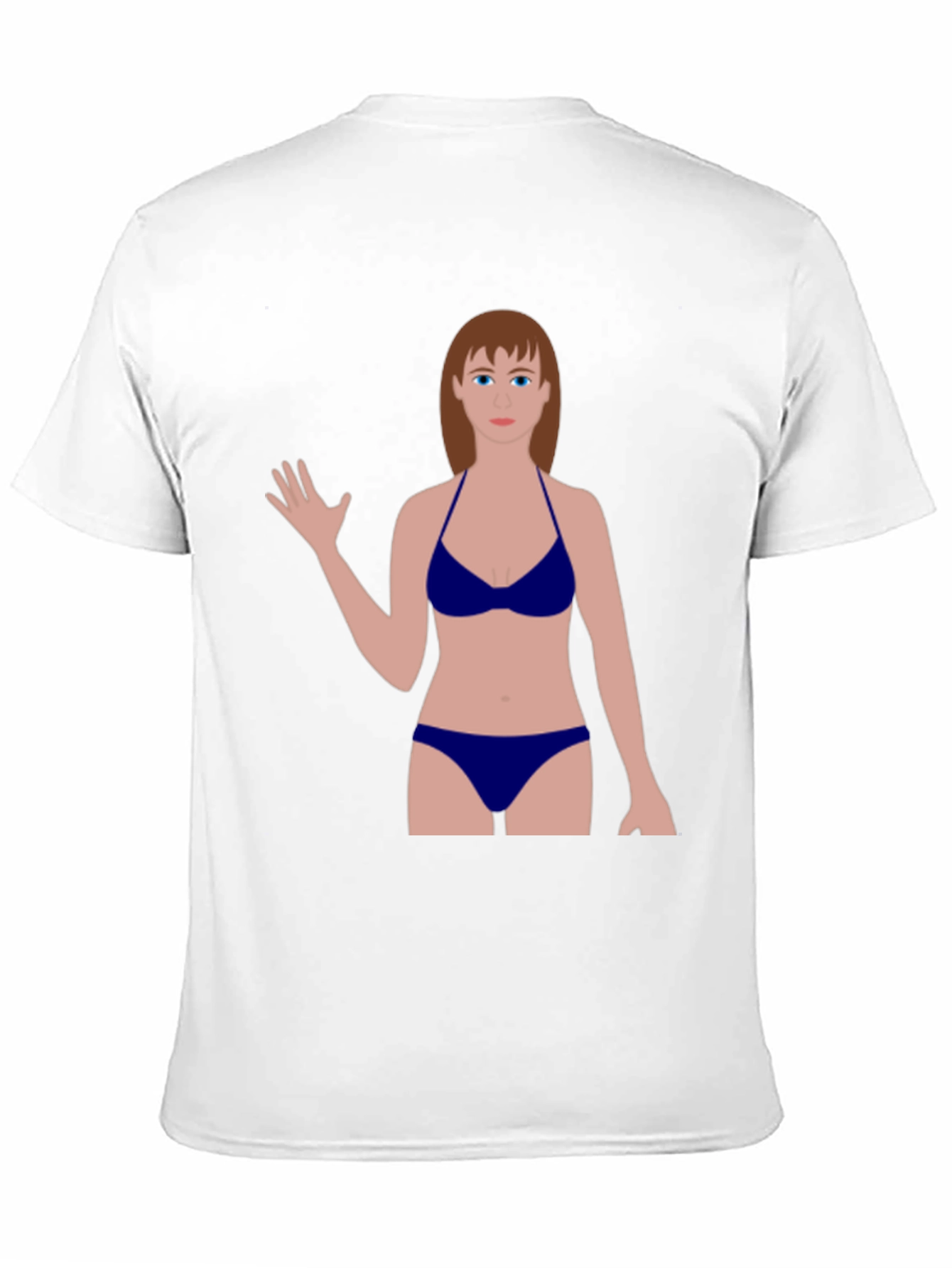Black Novelty Graphic Tee - Cartoon Woman Swimsuit Design view 11