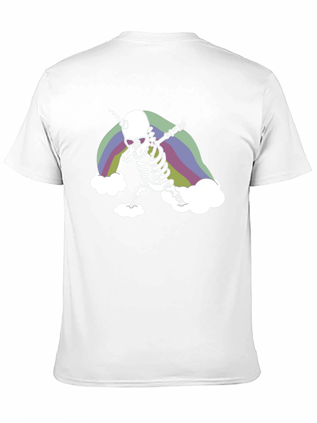 Black Dabbing Skeleton Unicorn Rainbow Graphic Tee view 11