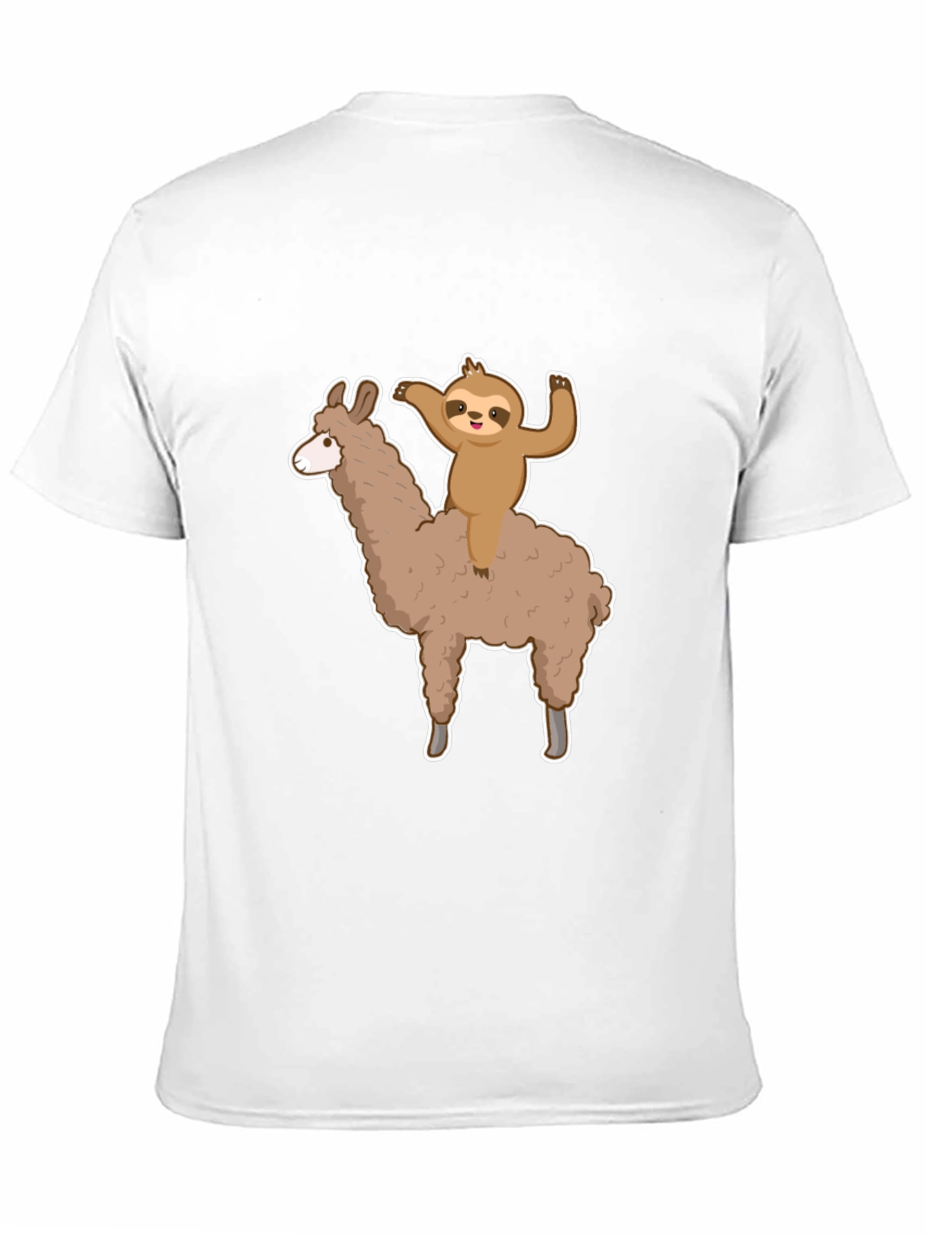Black Sloth Riding Llama Graphic Tee - Men's Black T-Shirt view 11