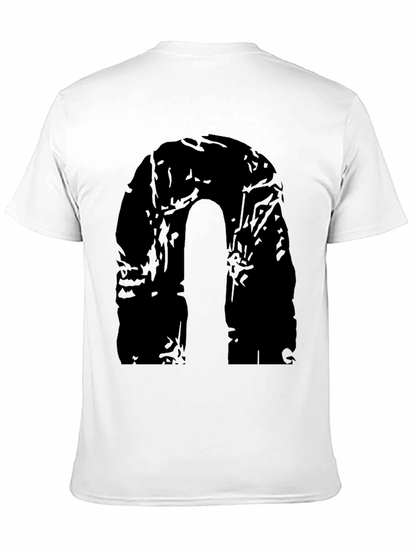 Black Men's Black Graphic Tee - Abstract Arch Design view 11