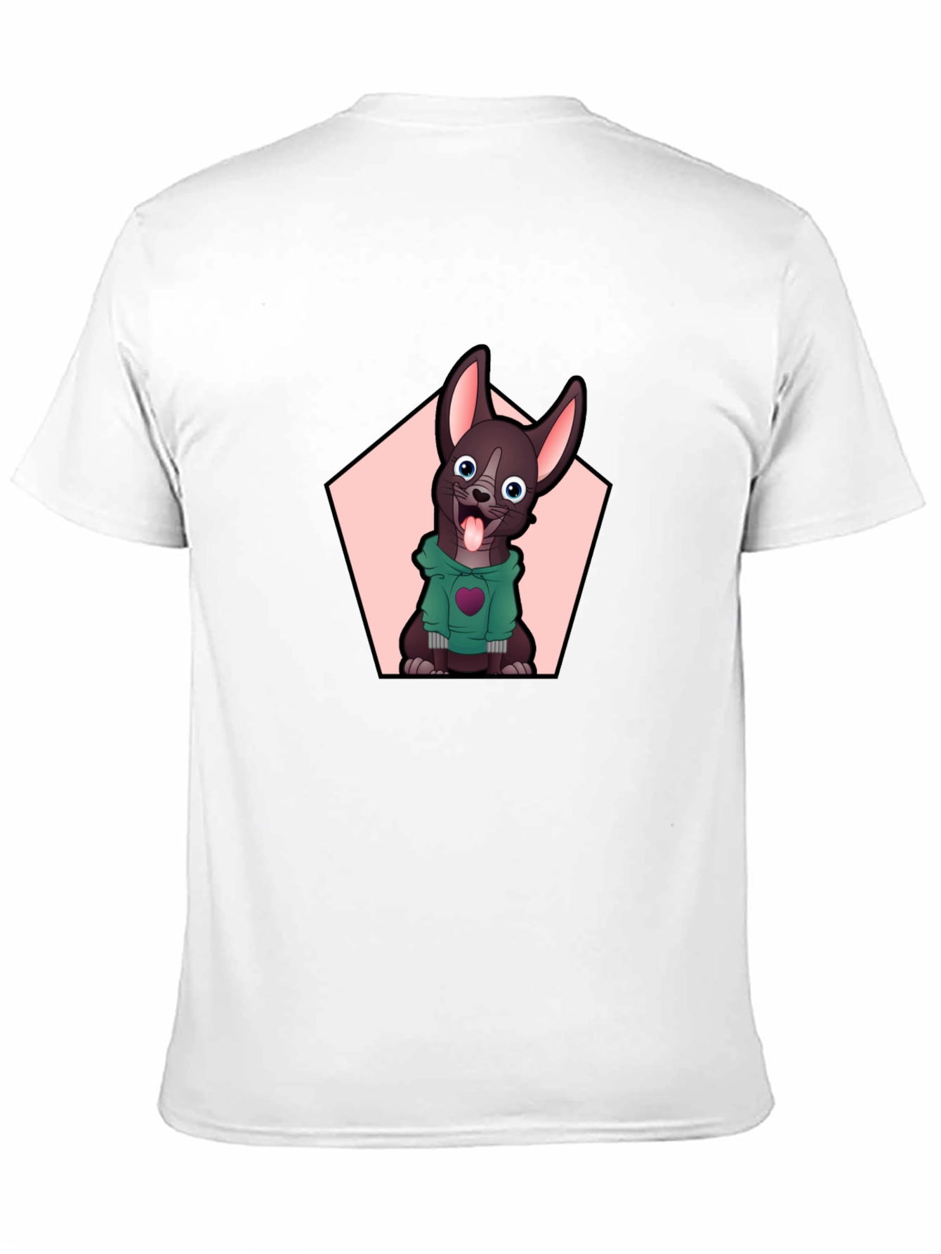 Black Cartoon Dog Graphic Tee - Black Cotton Blend view 11