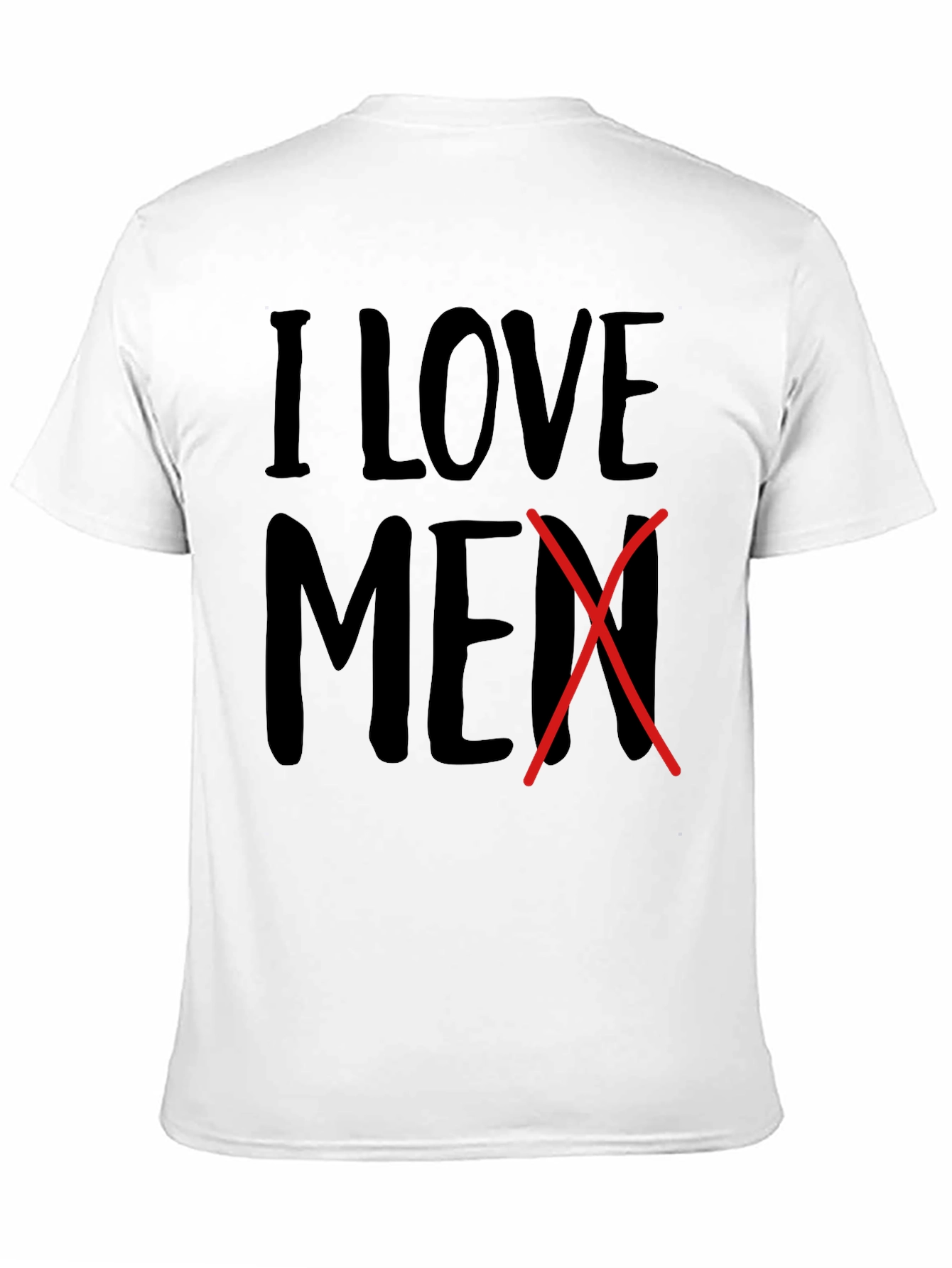 Black I Love Men Crossed Out Novelty T-Shirt view 11