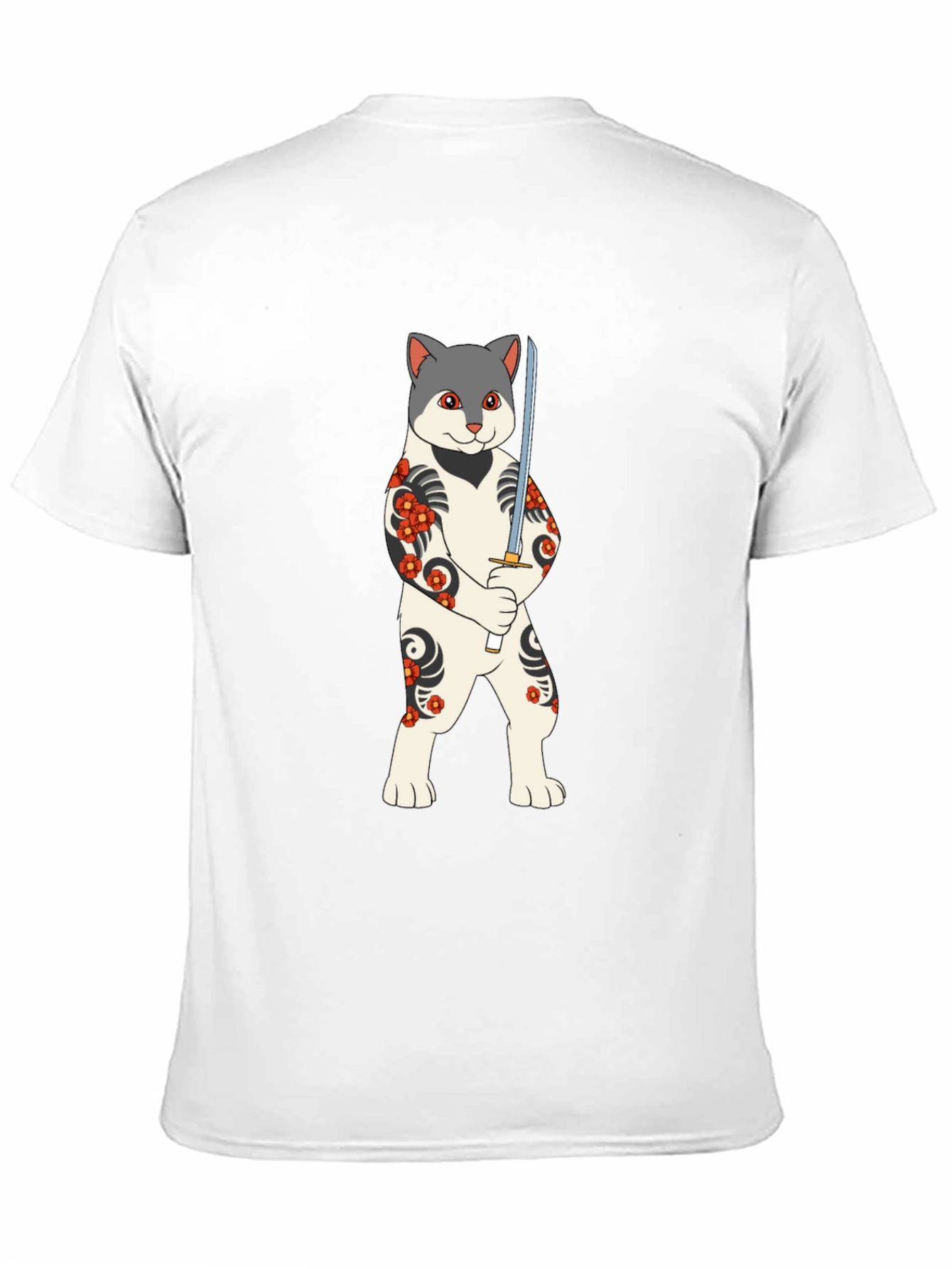 Black Samurai Cat T-Shirt - Unique Graphic Tee view 11