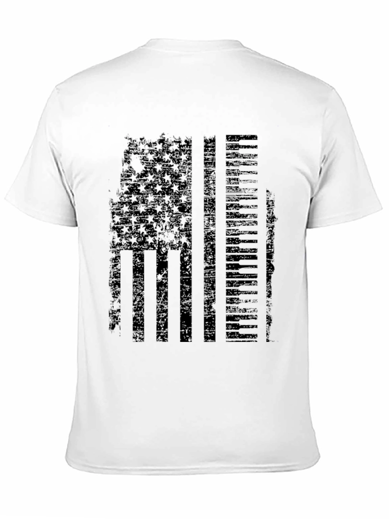 Black Distressed US Flag Piano Keys Graphic T-Shirt view 11