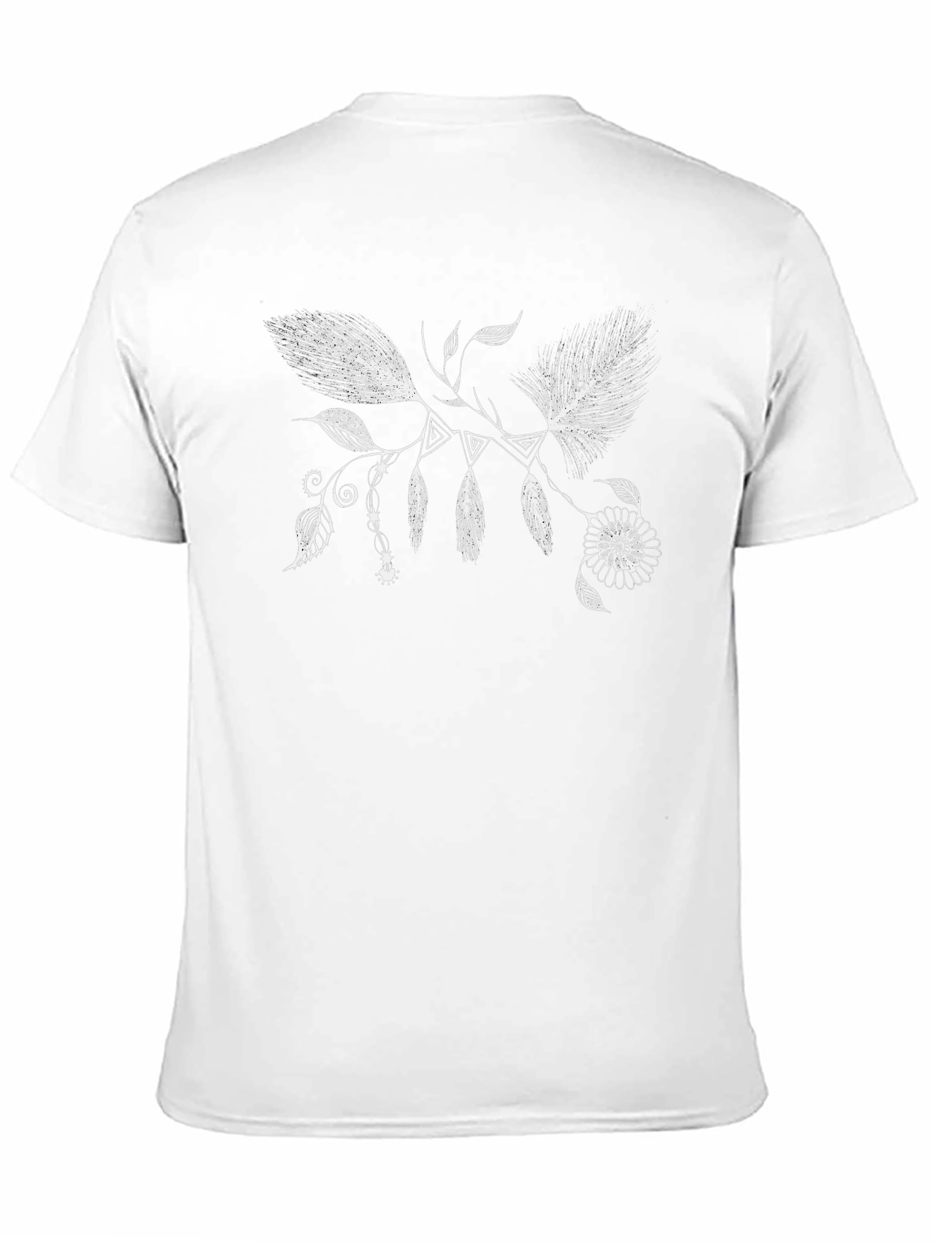 Black Boho Feather & Floral Black T-Shirt view 11