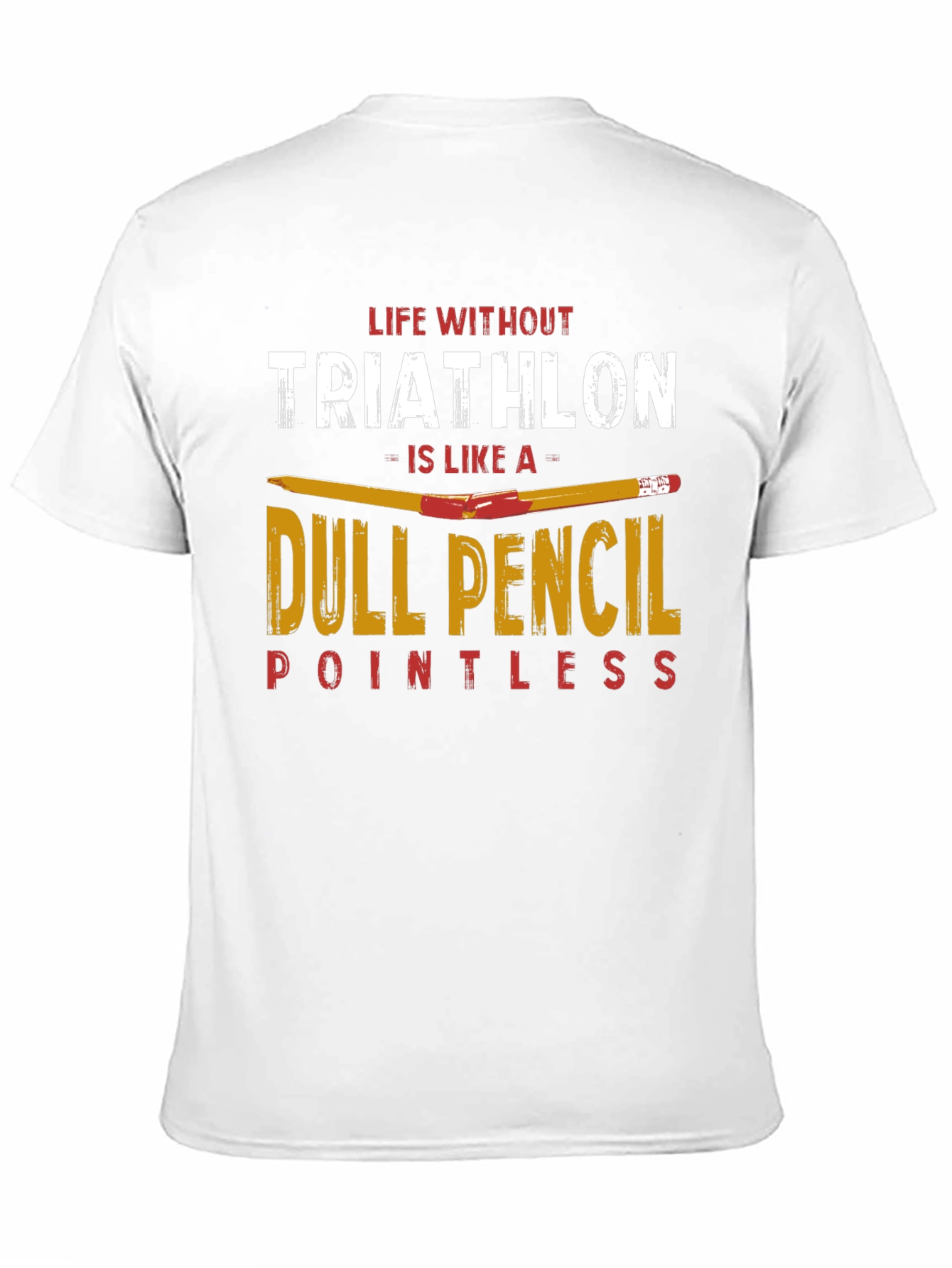 Black Triathlon Dull Pencil T-Shirt for Athletes view 11