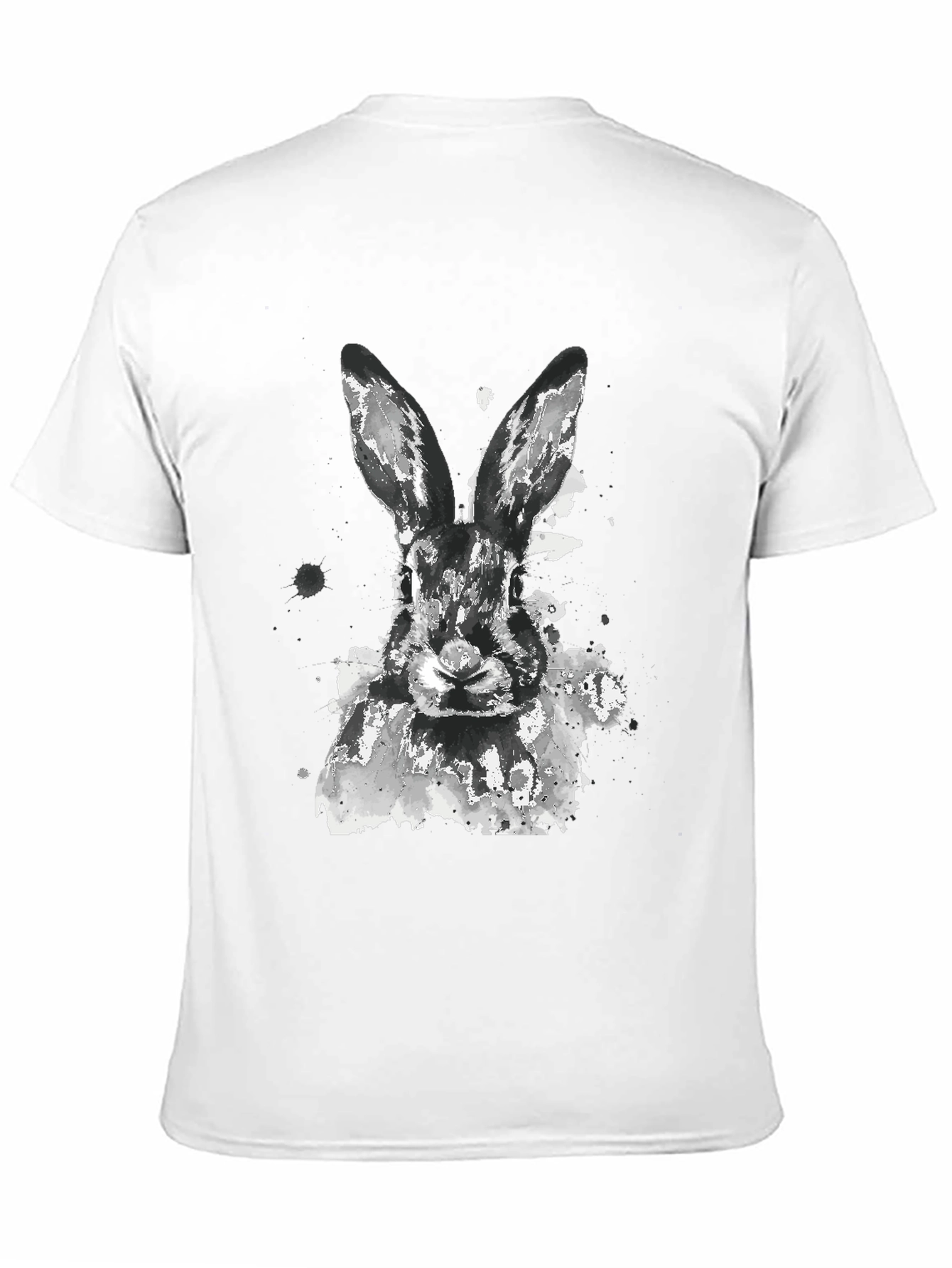 Black Rabbit Watercolor Graphic Tee - Casual Black T-Shirt view 11