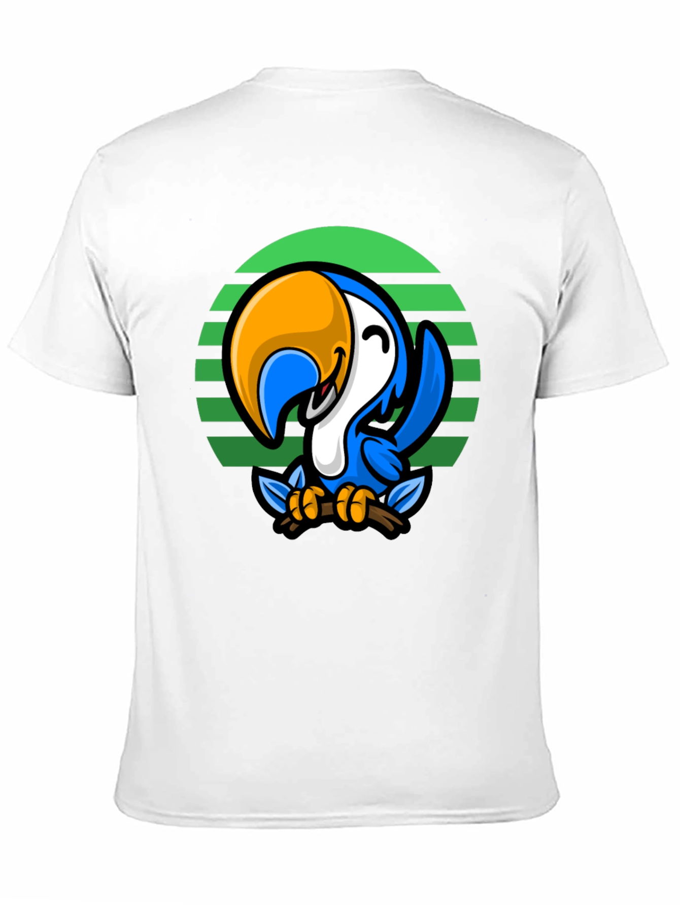 Black Cartoon Parrot Graphic Tee - Men's Black T-Shirt view 11