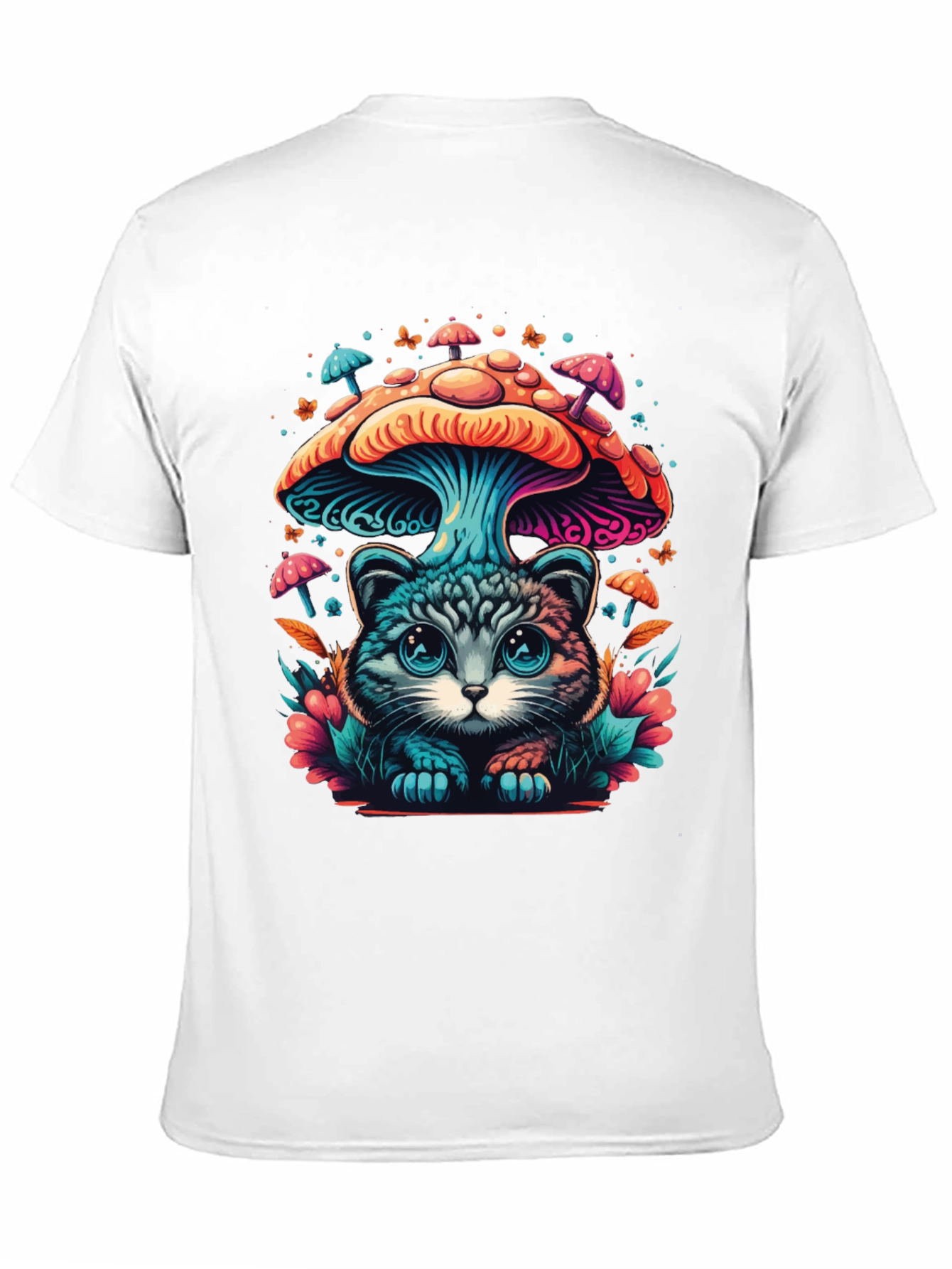 Black Mushroom Cat T-Shirt - Unique Graphic Tee view 11