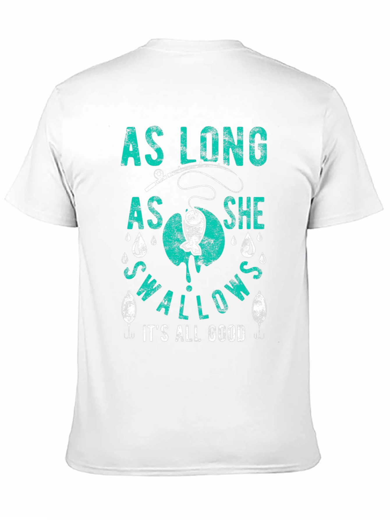 Black Funny Fishing T-Shirt - As Long As She Swallows view 11
