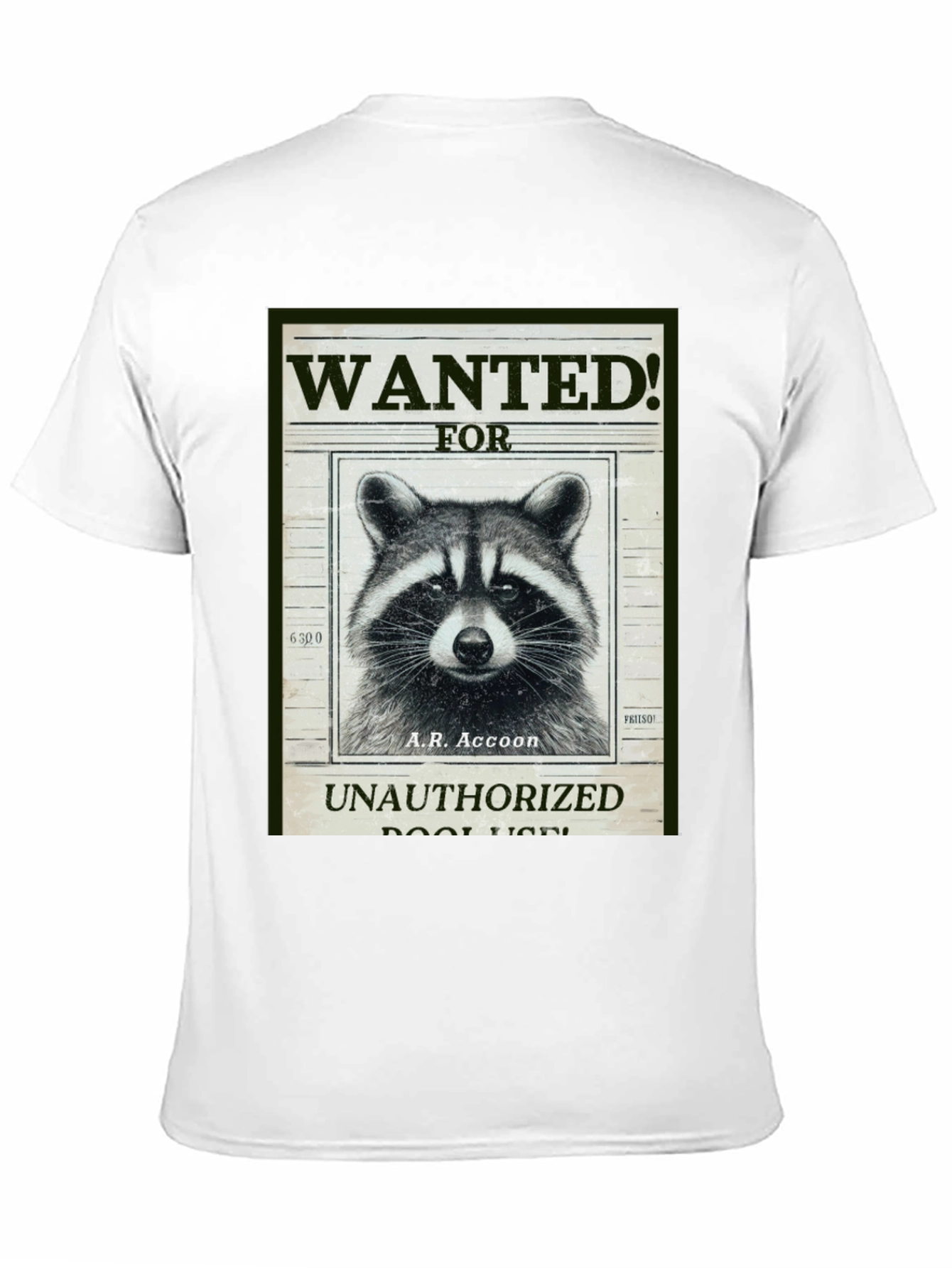 Black Raccoon Wanted T-Shirt - A.R. Accoon - Funny Graphic Tee view 11
