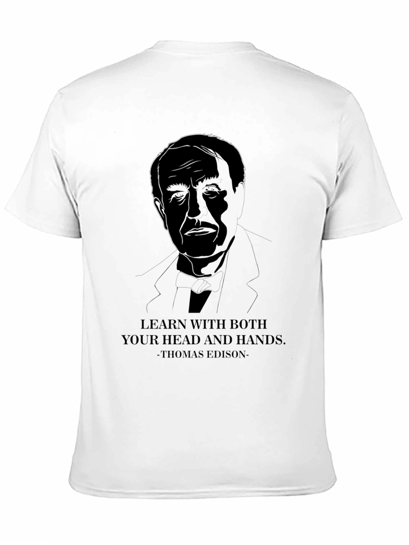 Black Thomas Edison "Learn With Both" T-Shirt view 11