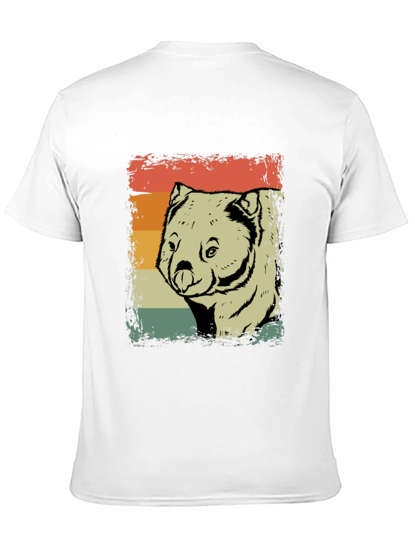 Black Retro Wombat T-Shirt - Distressed Vintage Style view 11