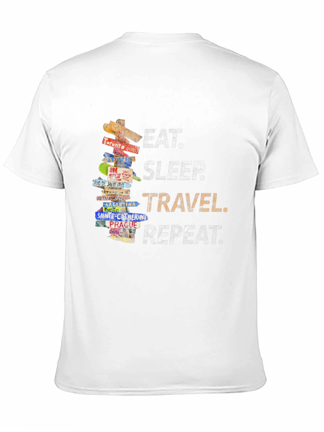 Black Eat Sleep Travel Repeat T-Shirt - Wanderlust Tee view 11