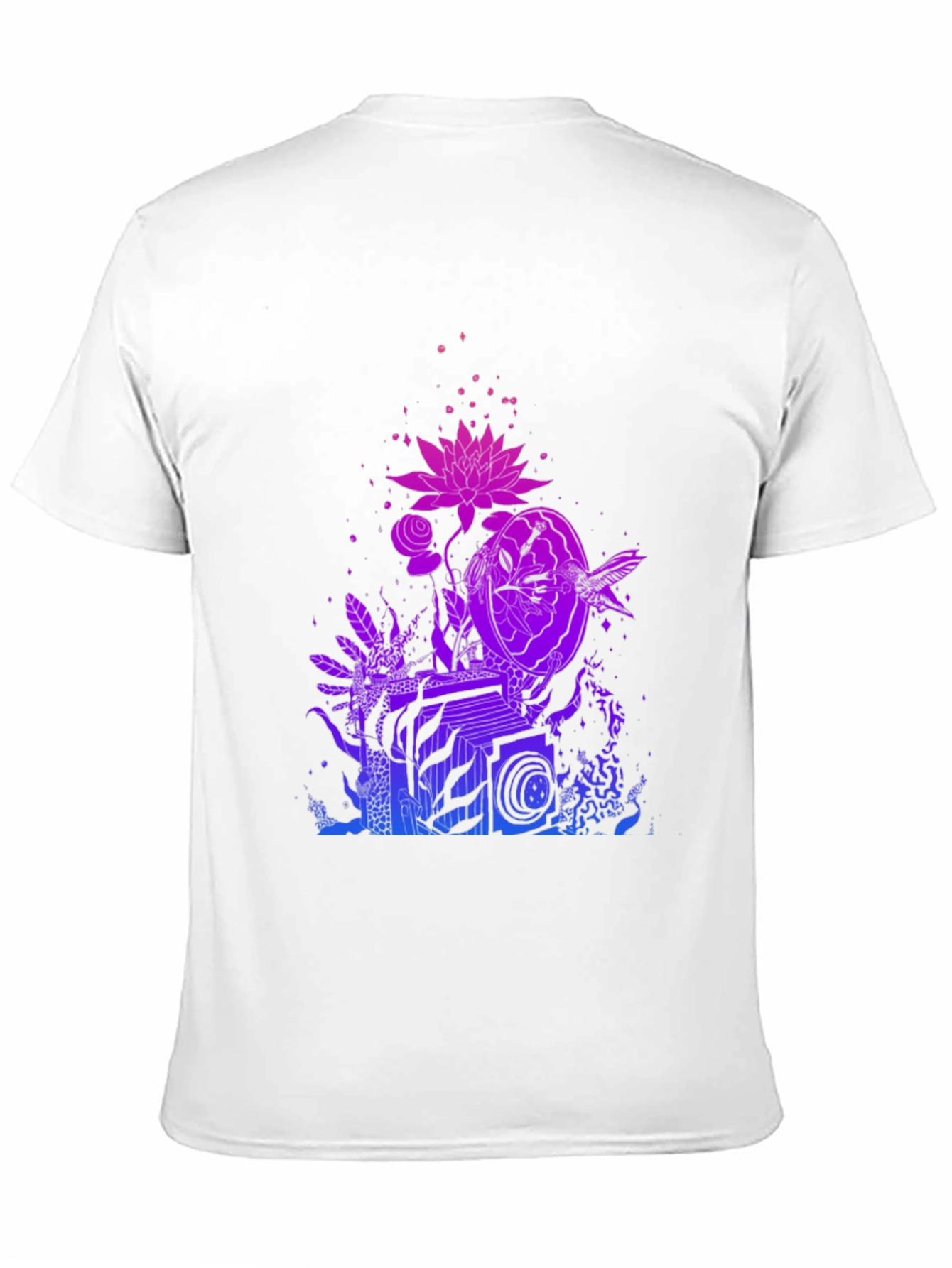 Black Vaporwave Botanical Graphic Tee - Black Cotton Blend view 11