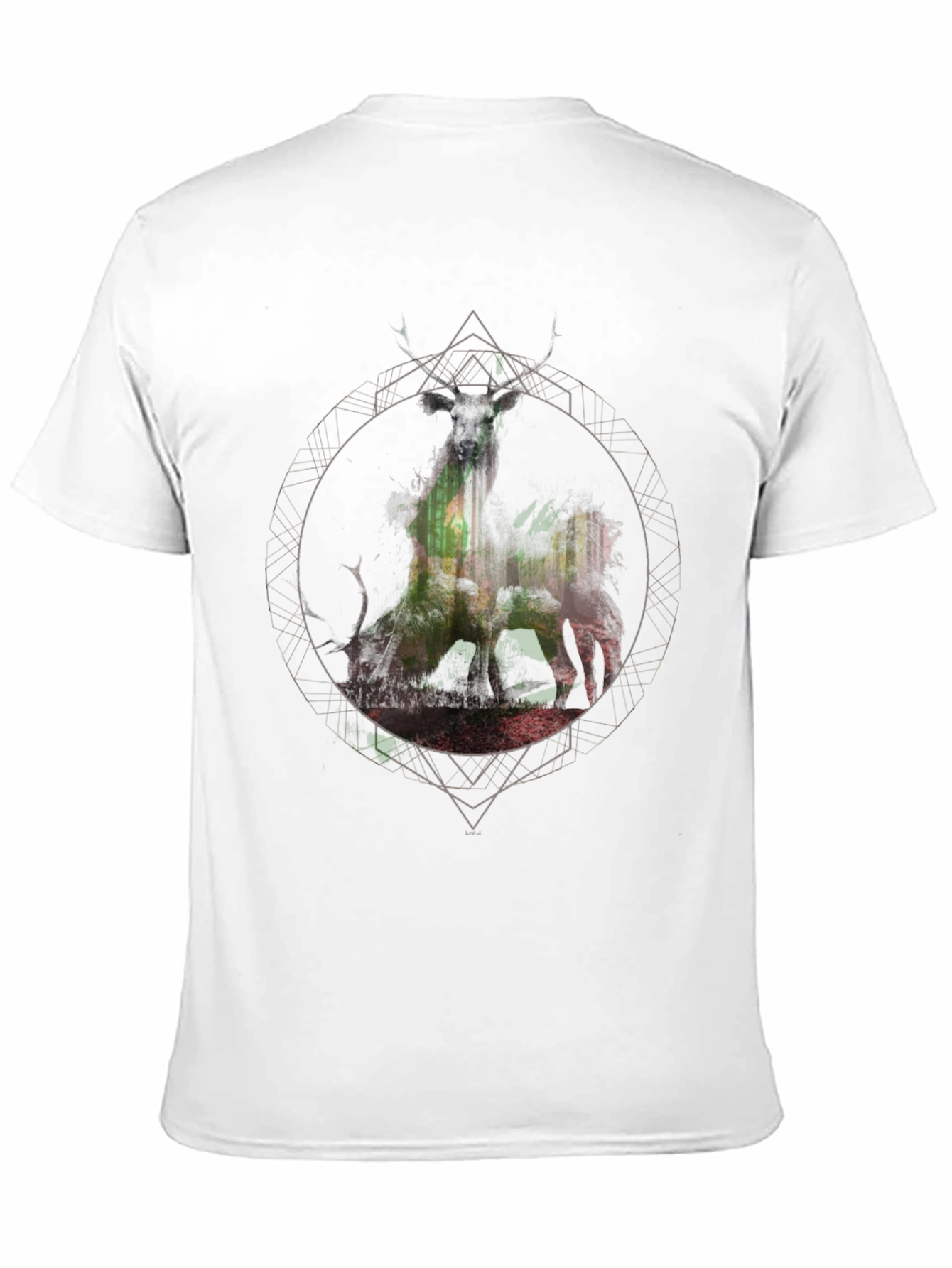 Black Geometric Deer Graphic Tee - Men's Black T-Shirt view 11