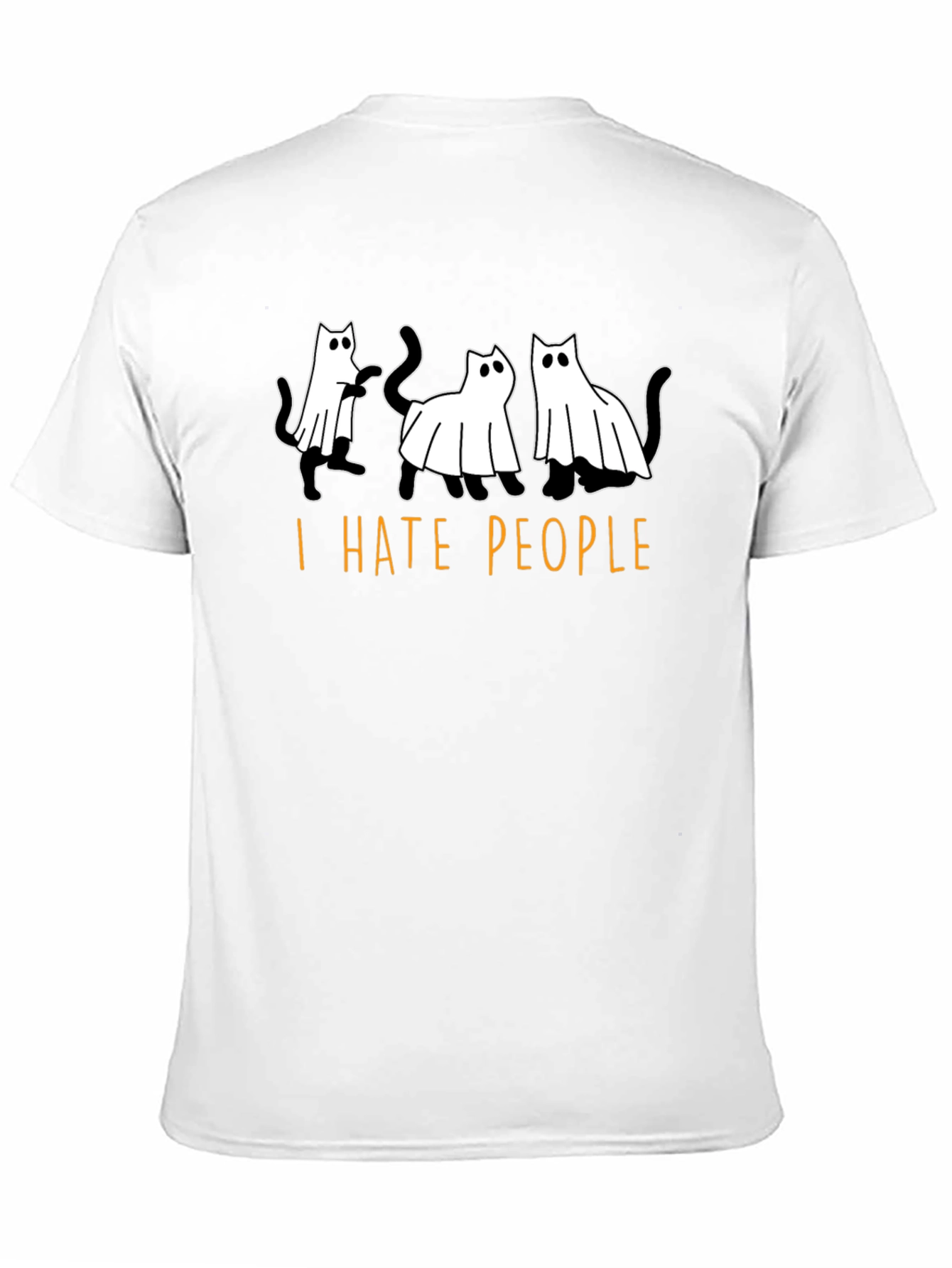 Black I Hate People Ghost Cats Black T-Shirt view 11