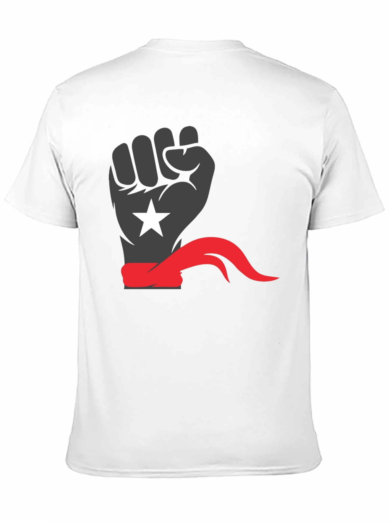Black Power Fist Tee - Red Bandana Star Design - 11
