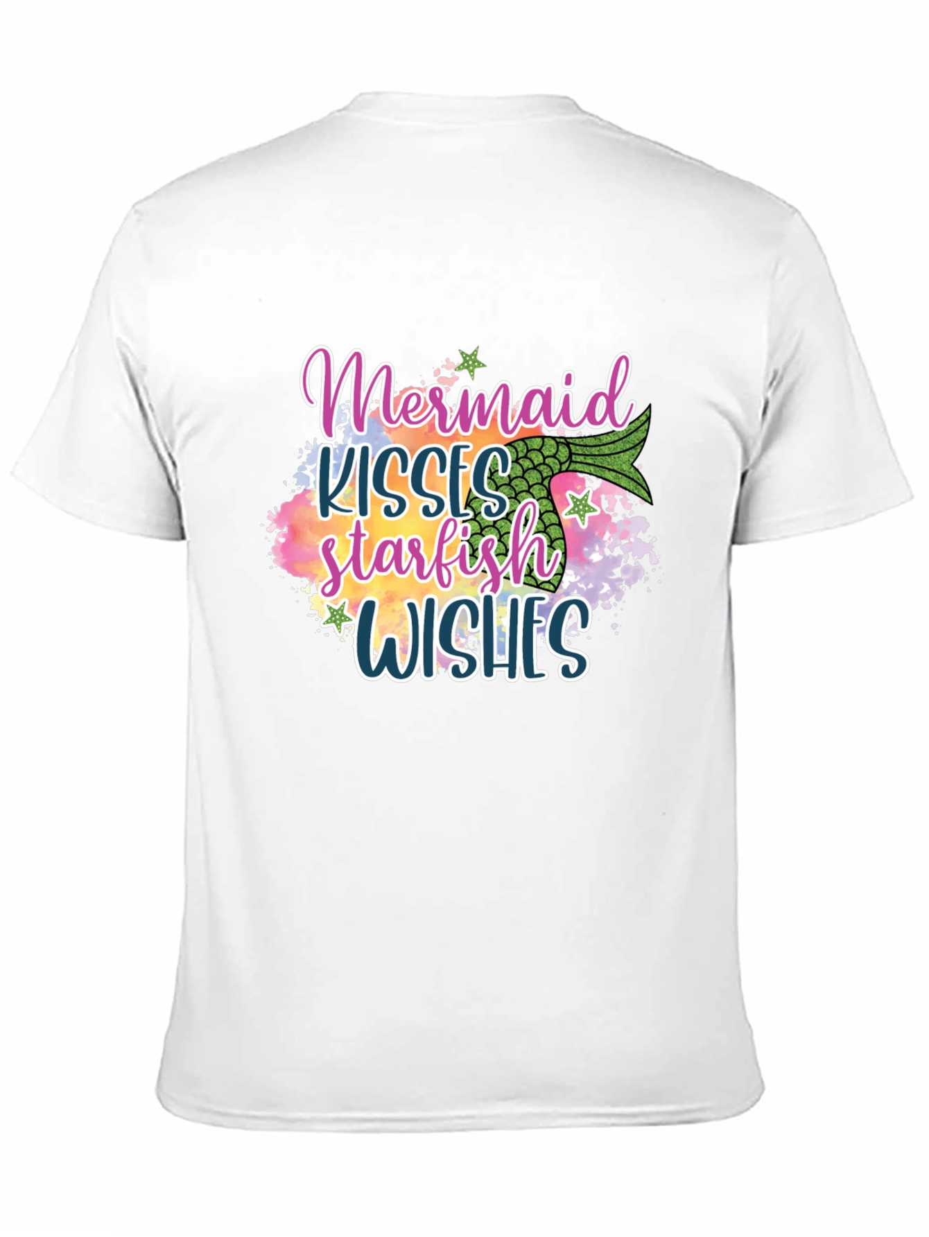 Black Mermaid Kisses Starfish Wishes Graphic Tee view 11
