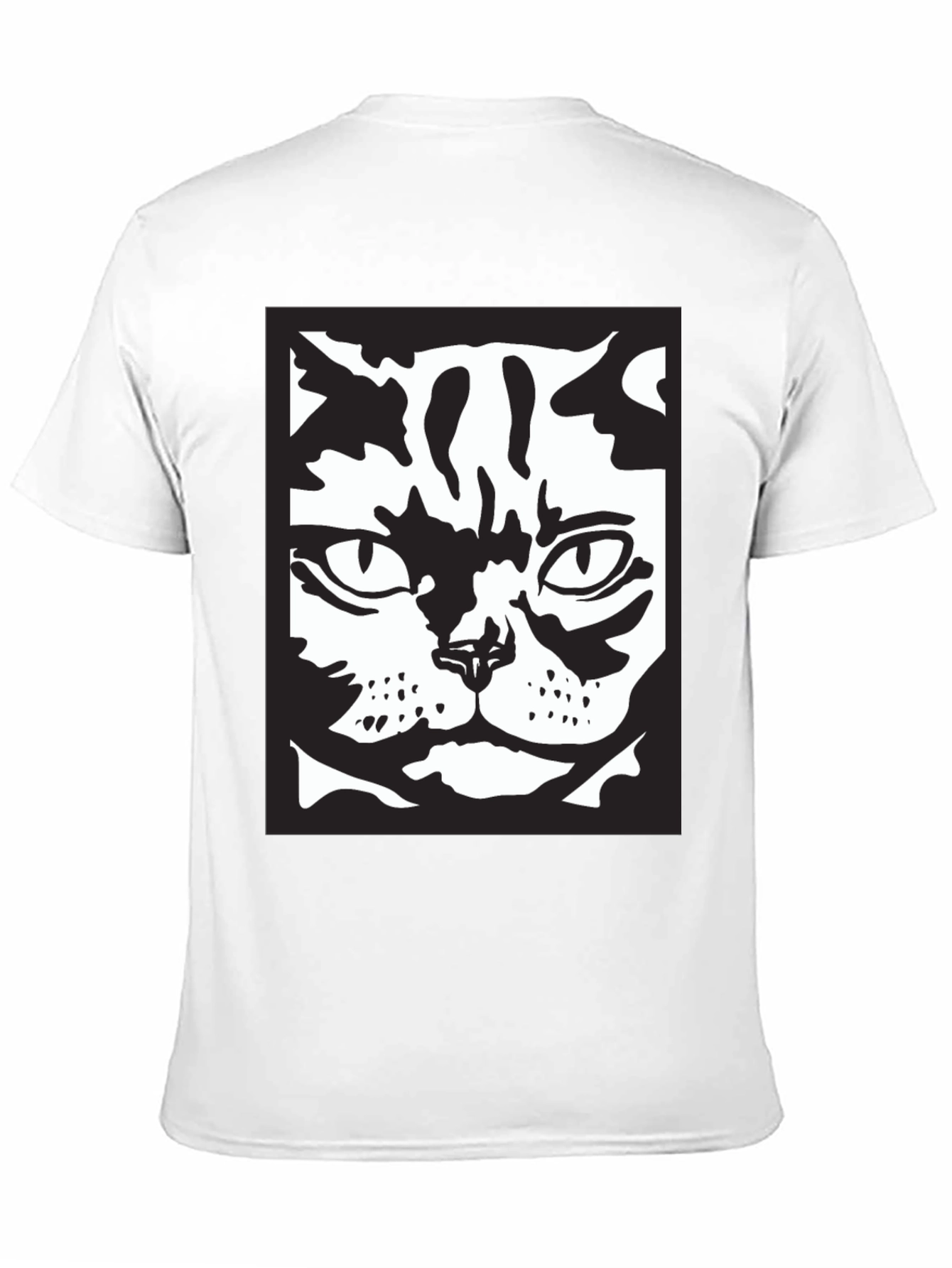 Black Cool Cat Face Graphic Black T-Shirt view 11