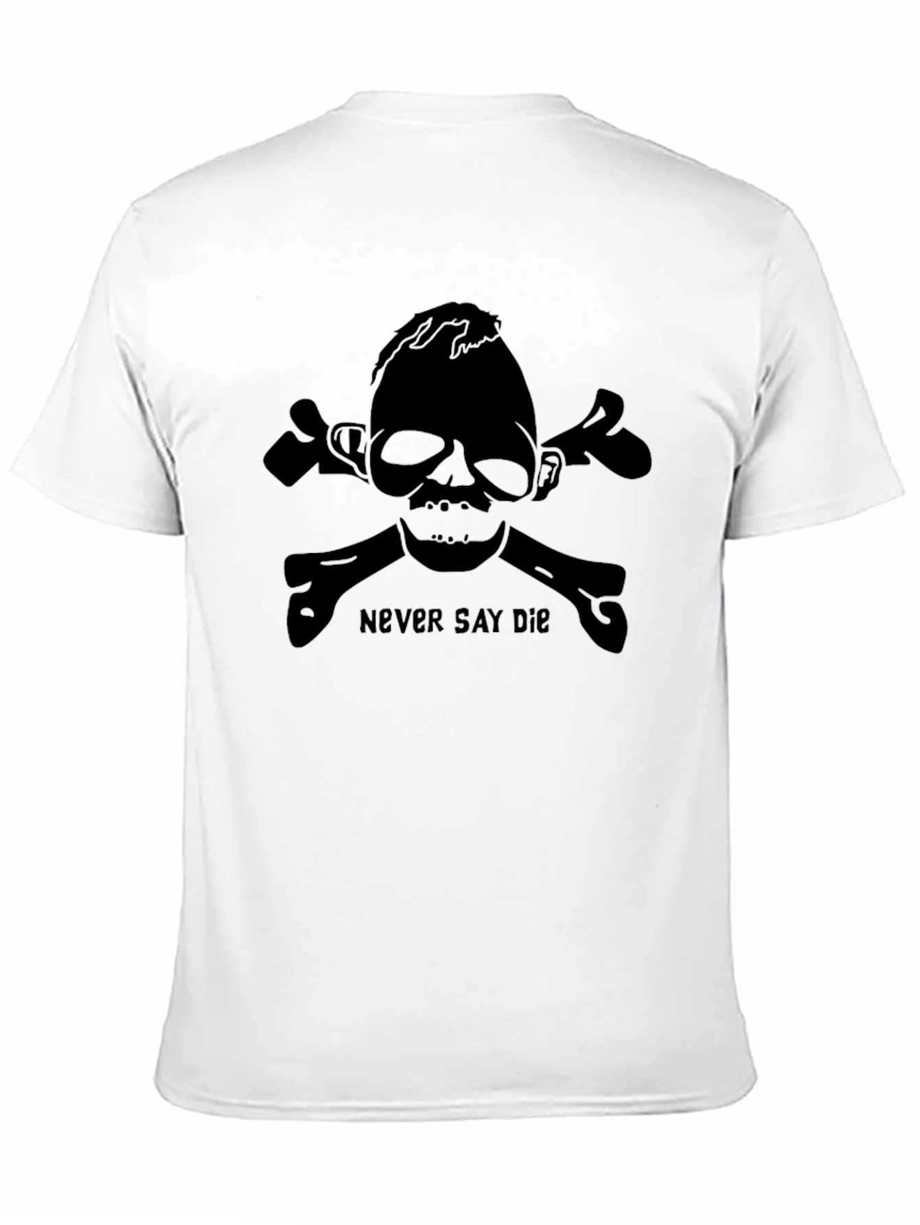 Black Never Say Die Skull & Crossbones Graphic T-Shirt view 11