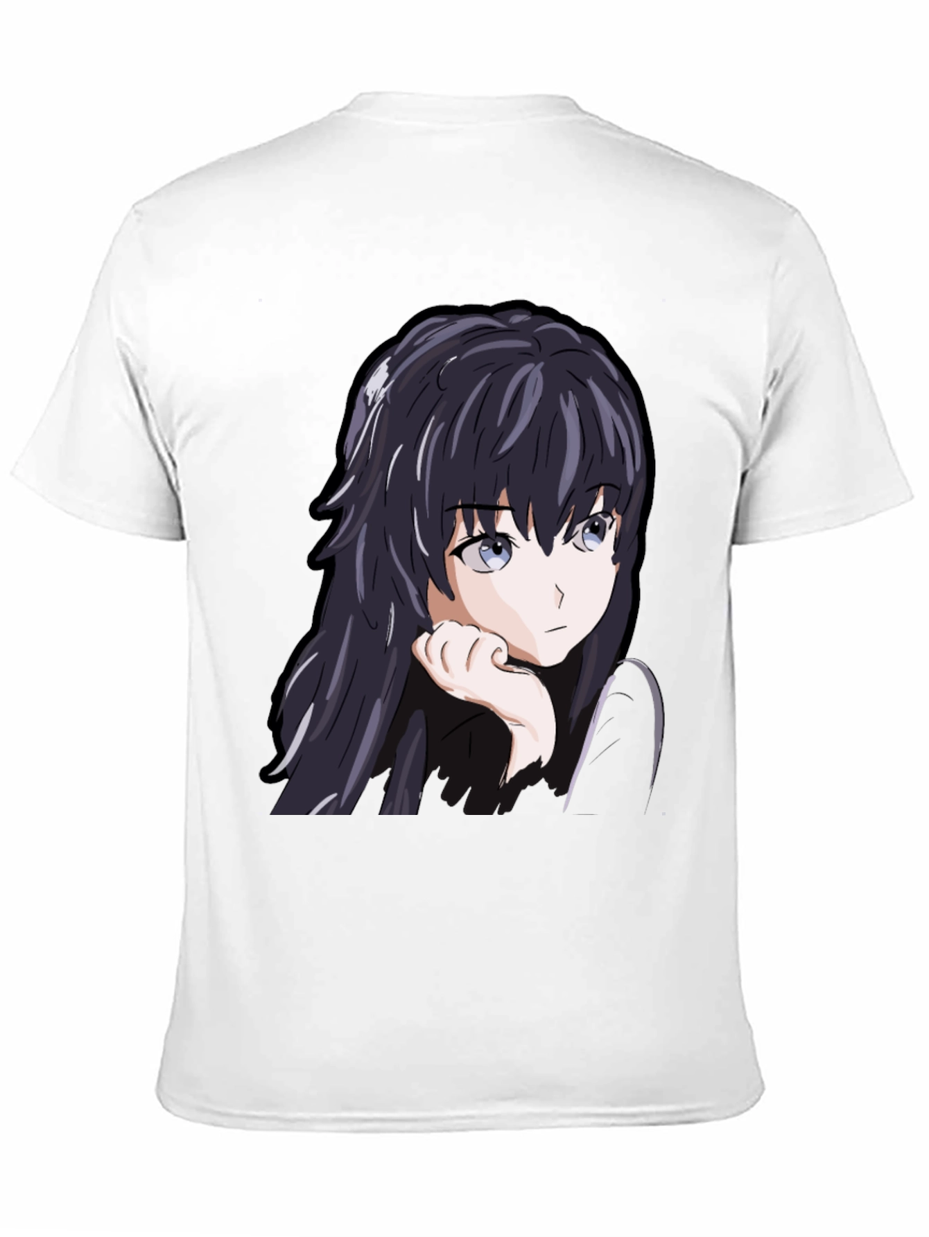 Black Anime Girl Graphic Tee - Black Cotton Casual T-Shirt view 11