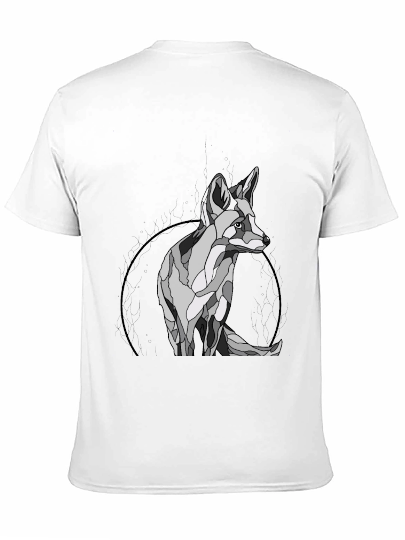 Black Geometric Fox Graphic T-Shirt view 11