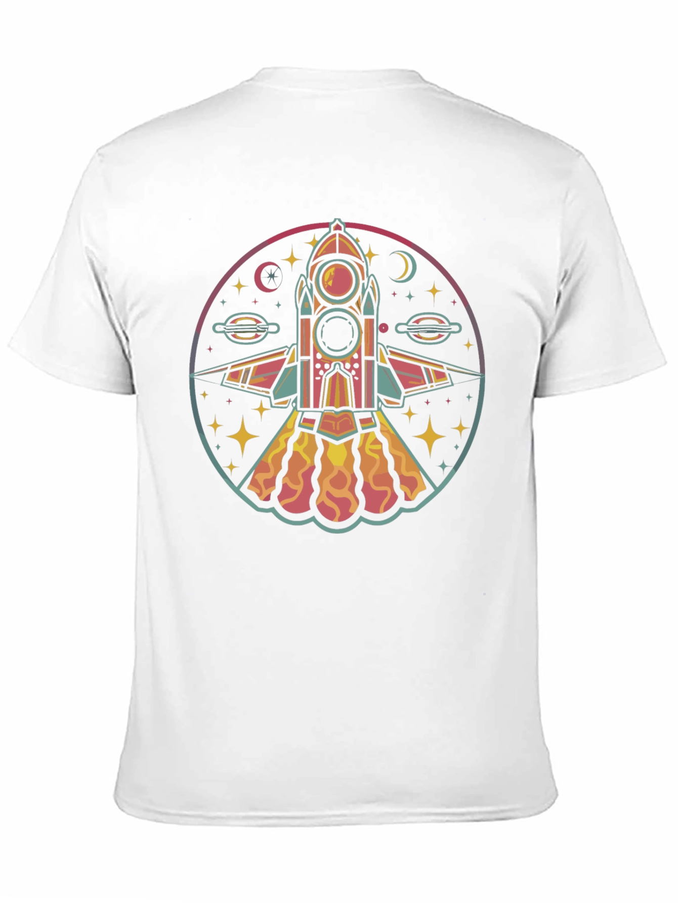 Black Retro Rocket T-Shirt - Galaxy Launch Tee view 11