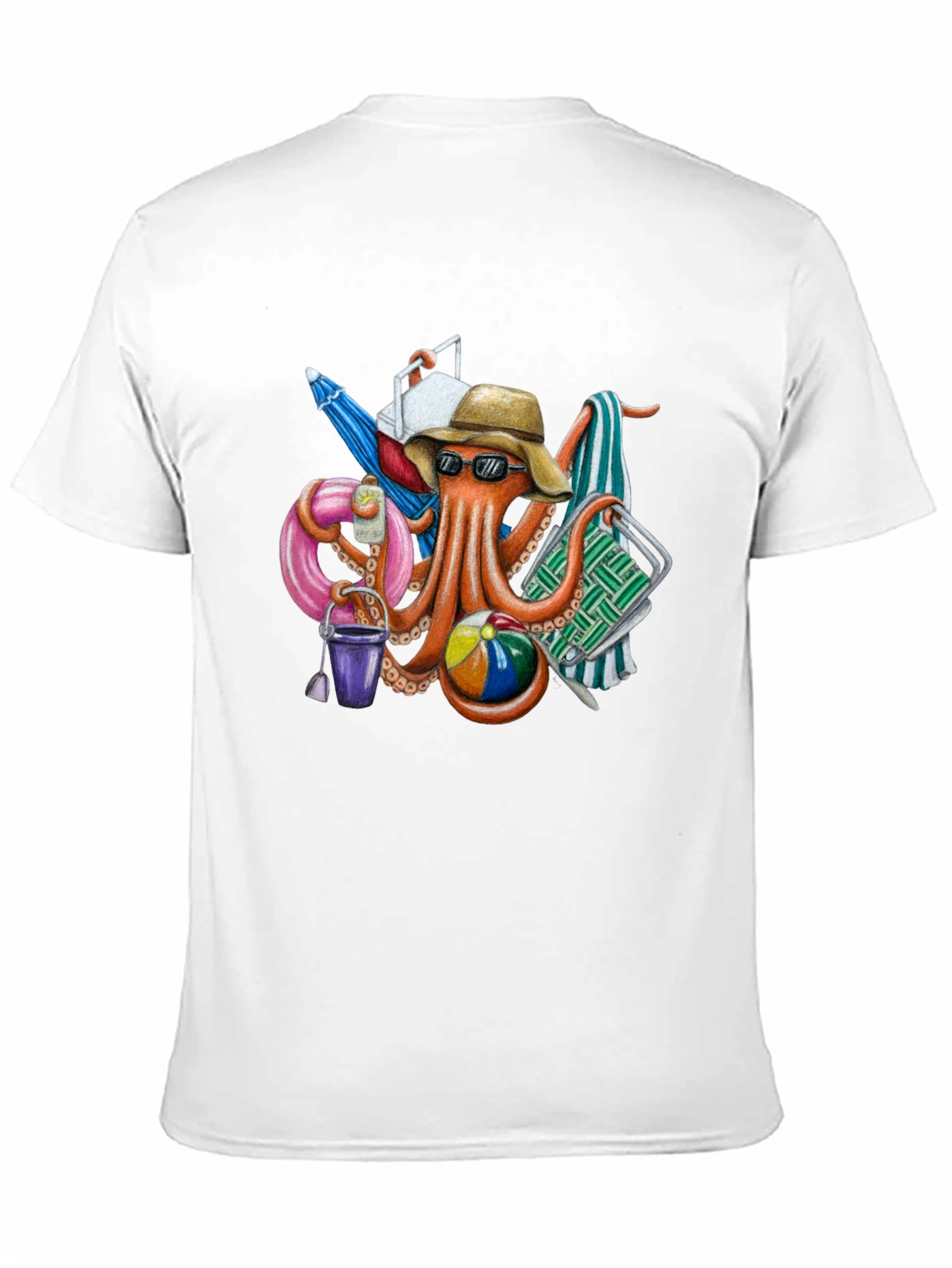 Black Beach Octopus Graphic T-Shirt - Summer Fun! view 11