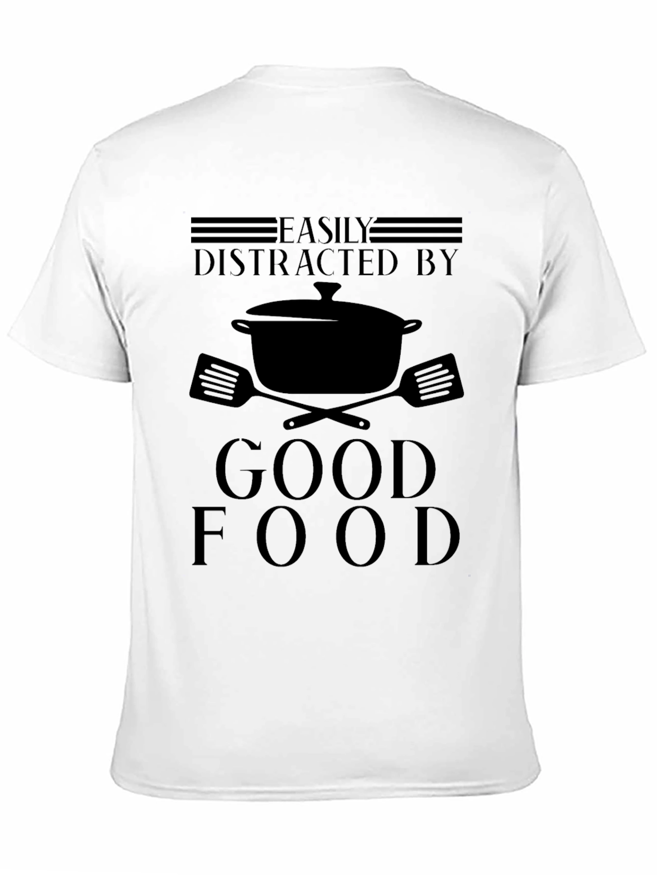 Black Easily Distracted By Good Food T-Shirt view 11
