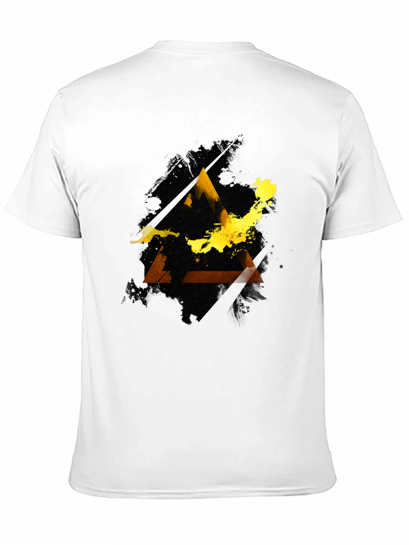 Black Abstract Triangle Graphic Men's Black Tee view 11