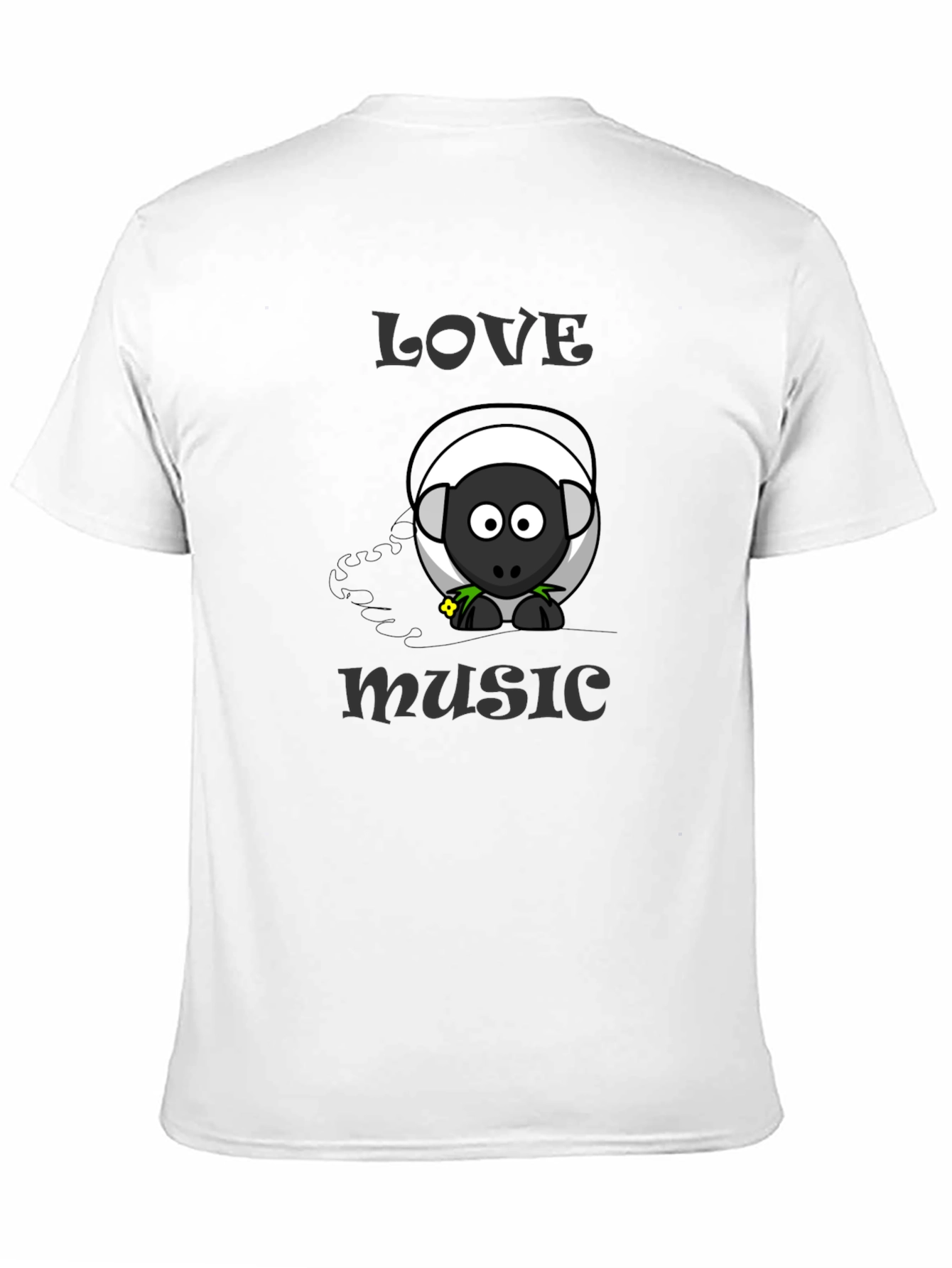 Black Love Music Sheep Cartoon Graphic T-Shirt view 11