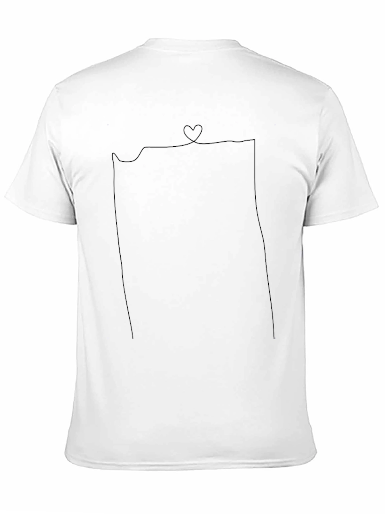 Black Minimalist Heart Line Art Black T-Shirt view 11