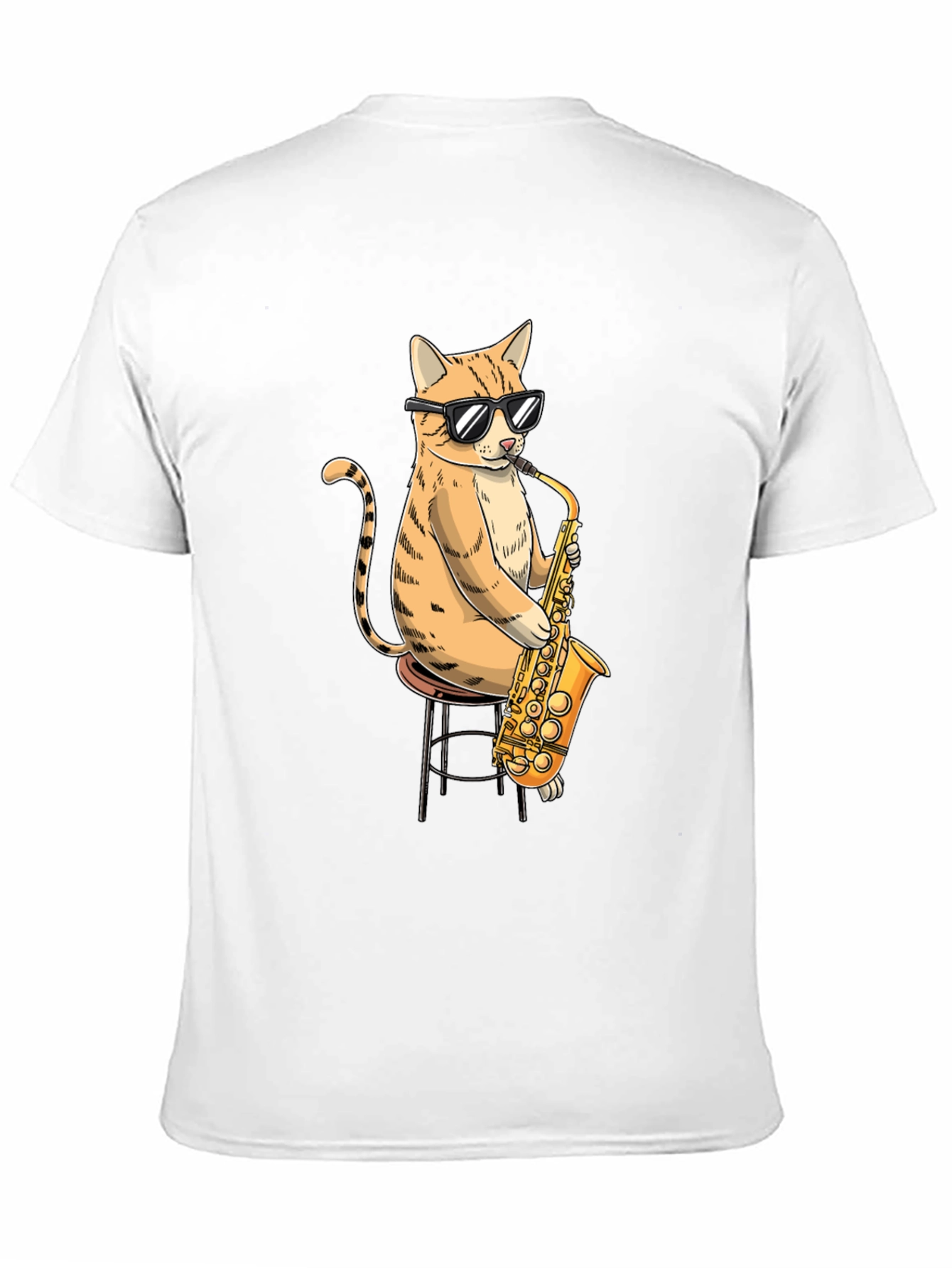 Black Cool Cat Saxophone Graphic T-Shirt view 11