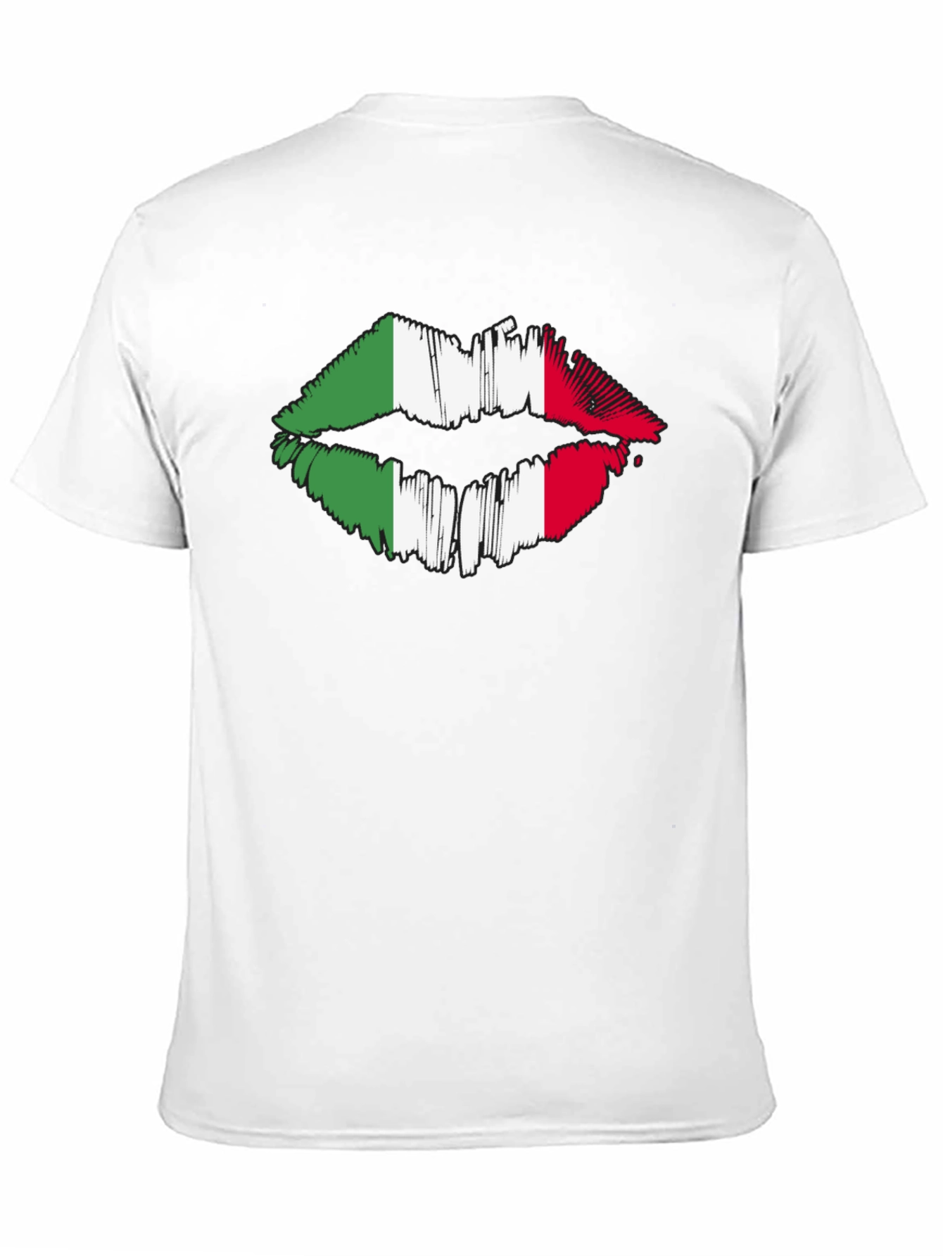 Black Italian Flag Lips Graphic Black T-Shirt view 11