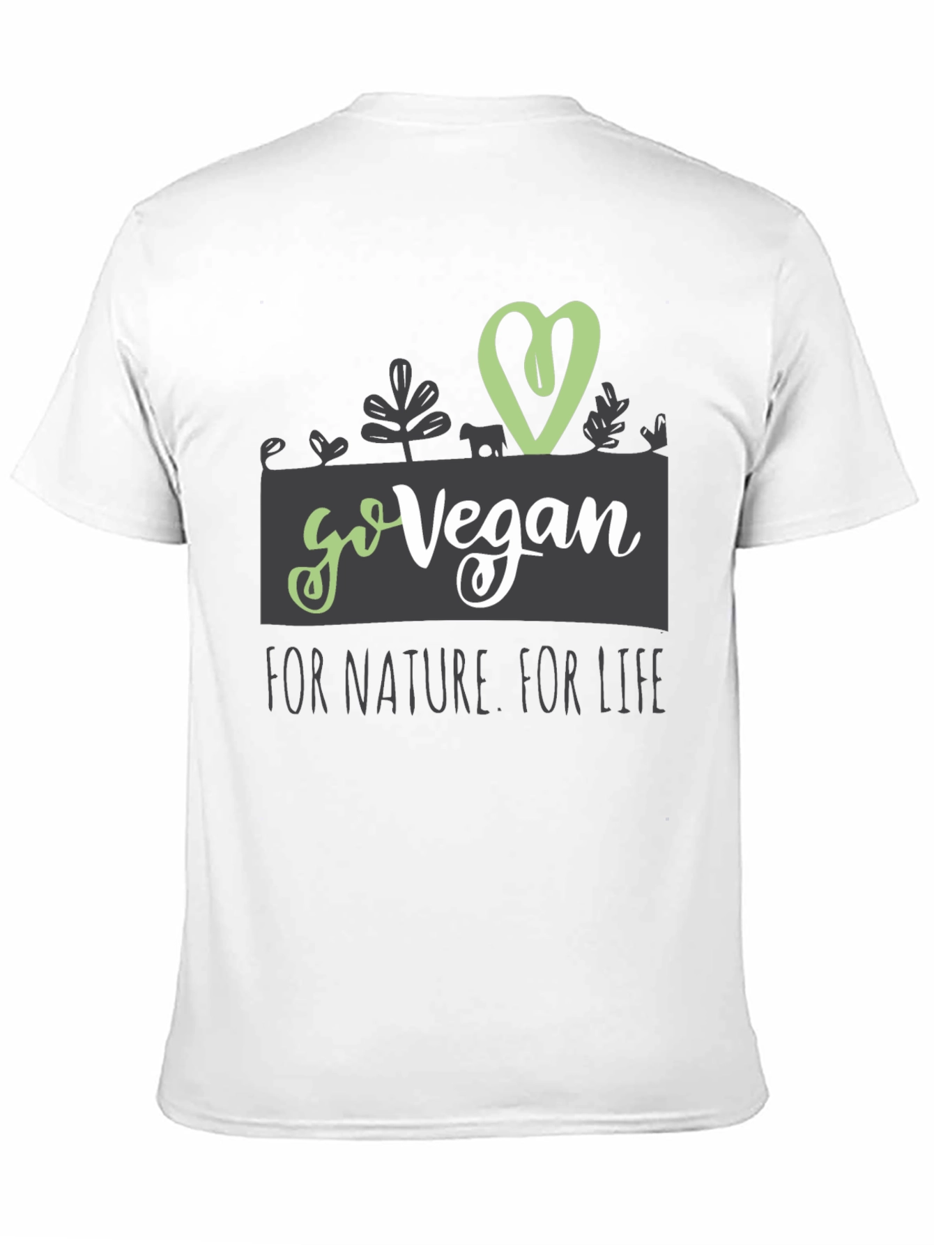 Black Go Vegan T-Shirt - For Nature, For Life - Animal Lover view 11