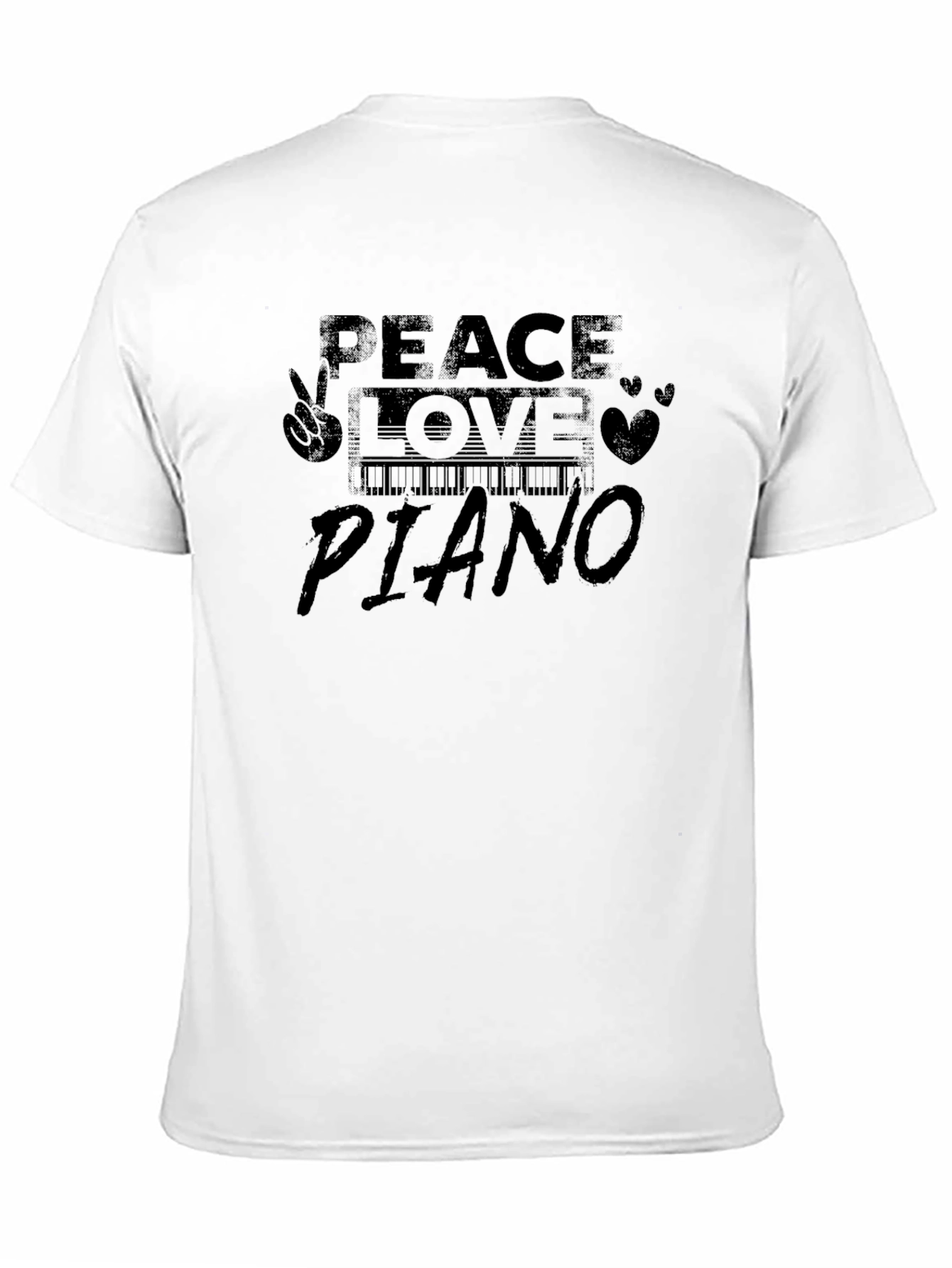 Black Peace Love Piano Black Graphic T-Shirt view 11