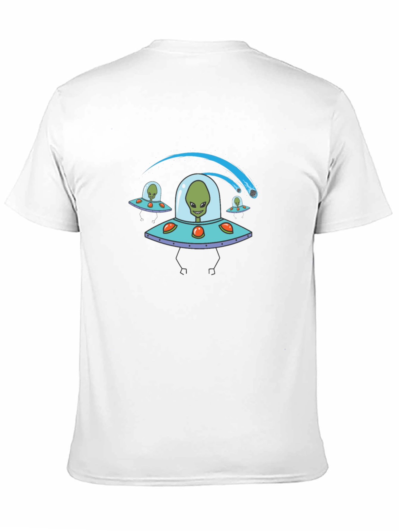 Black Alien UFO Invasion Black Graphic T-Shirt view 11