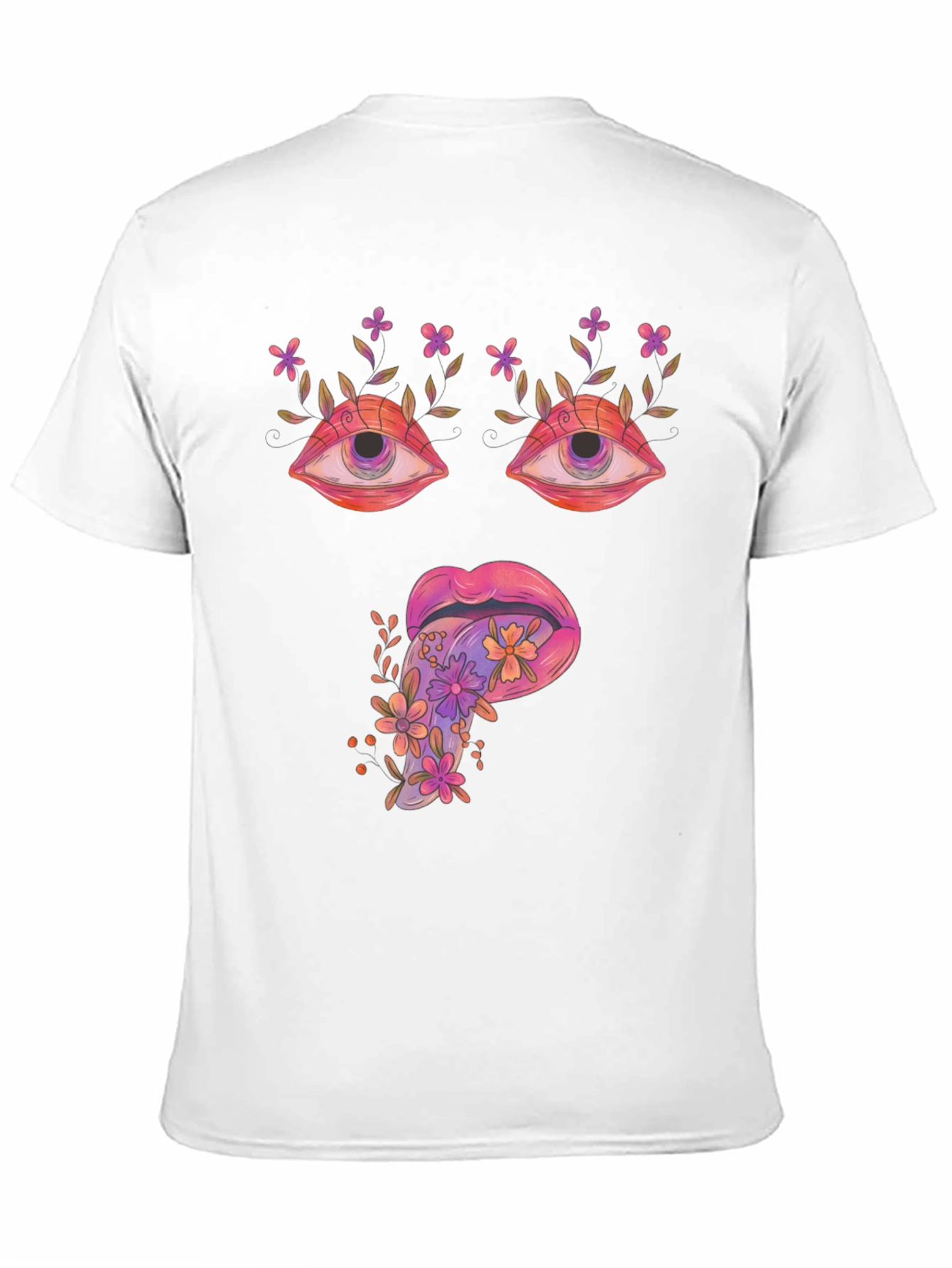 Black Psychedelic Eyes & Tongue Graphic T-Shirt - Black view 11