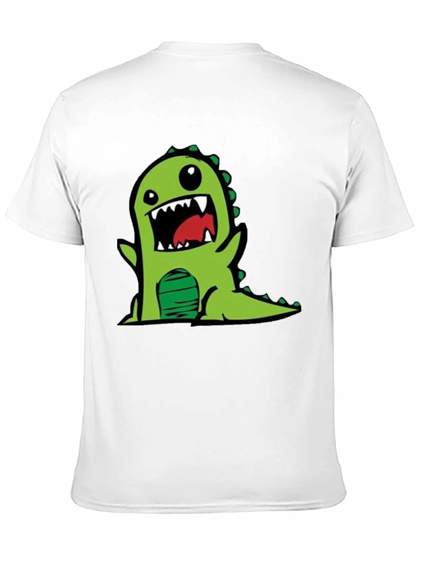 Black Cartoon Dinosaur Graphic Tee - Black Cotton T-Shirt view 11