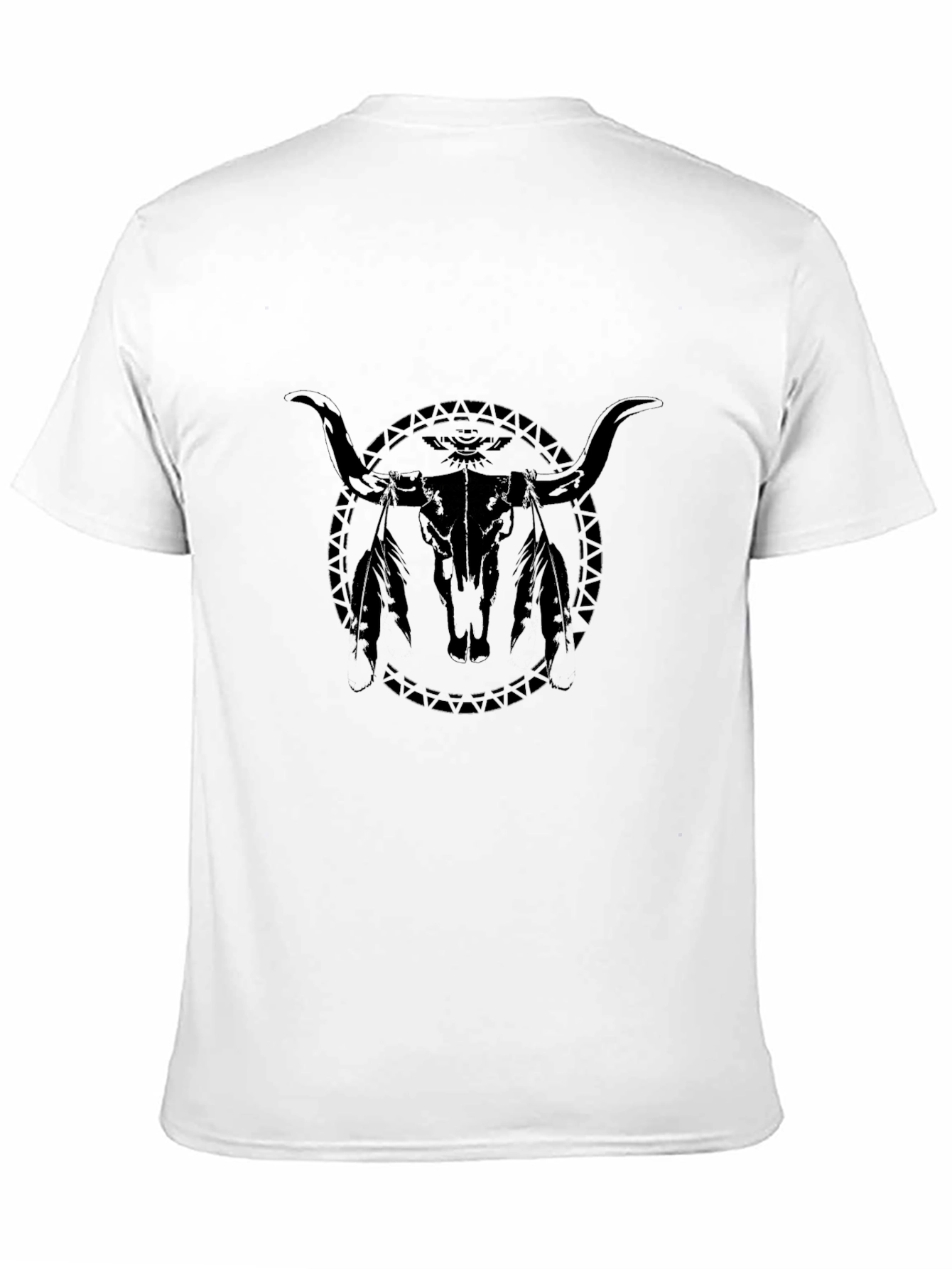 Black Bull Skull Graphic Tee - Western Style - 11