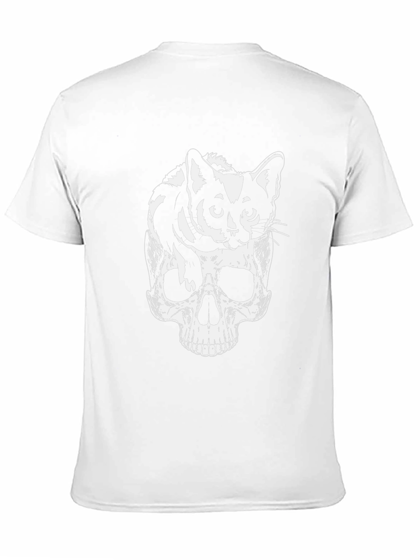 Black Skull & Cat Graphic Tee - Black Cotton Blend view 11