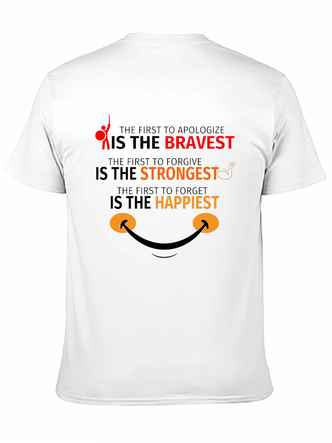 Black Bravery Strongest Happy T-Shirt view 11