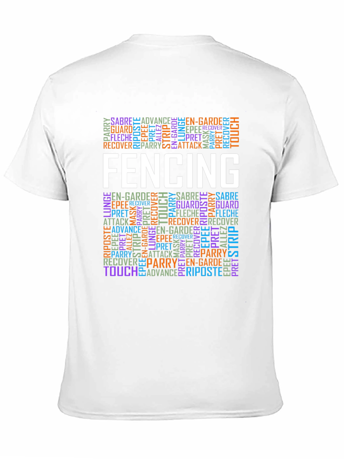 Black Fencing Word Art Graphic T-Shirt view 11