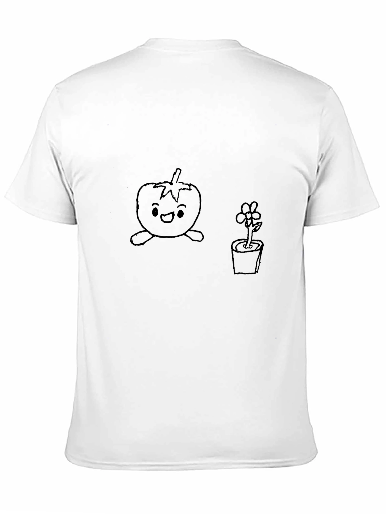 Cute Tomato & Flower Graphic T-Shirt - Unisex Black Tee - 11