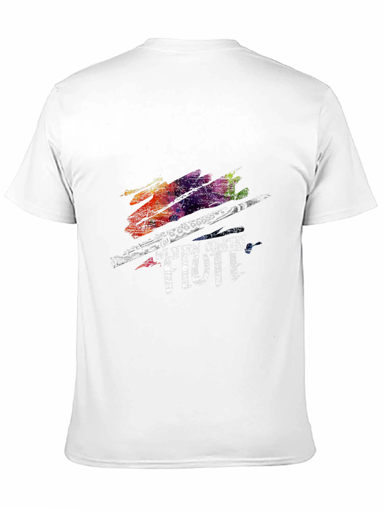 Black Western Concert Flute T-Shirt - Colorful Music Tee view 11