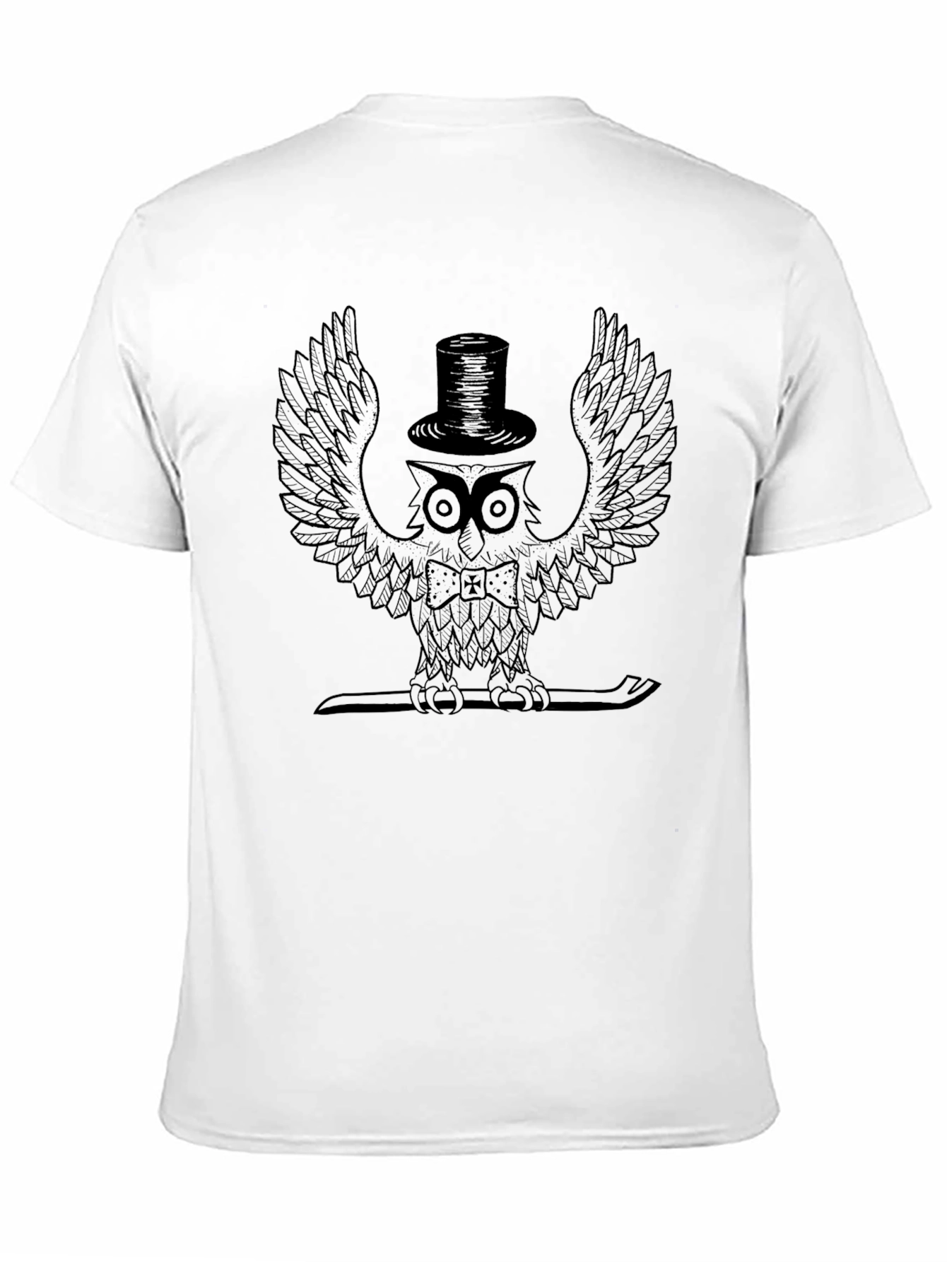 Black Owl in Top Hat Graphic Tee - Stylish Black T-Shirt view 11