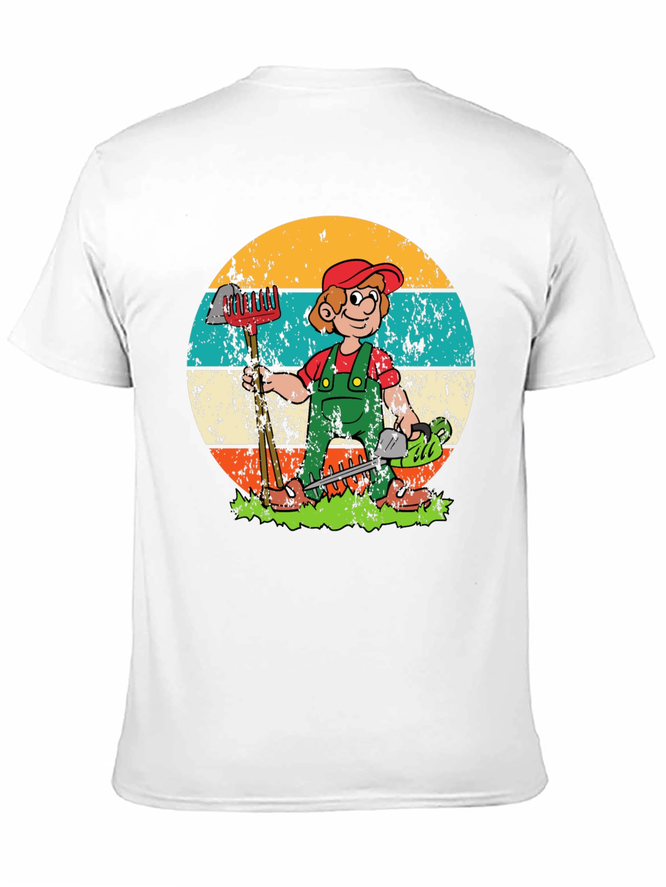 Black Gardener Cartoon Graphic T-Shirt - Unisex view 11