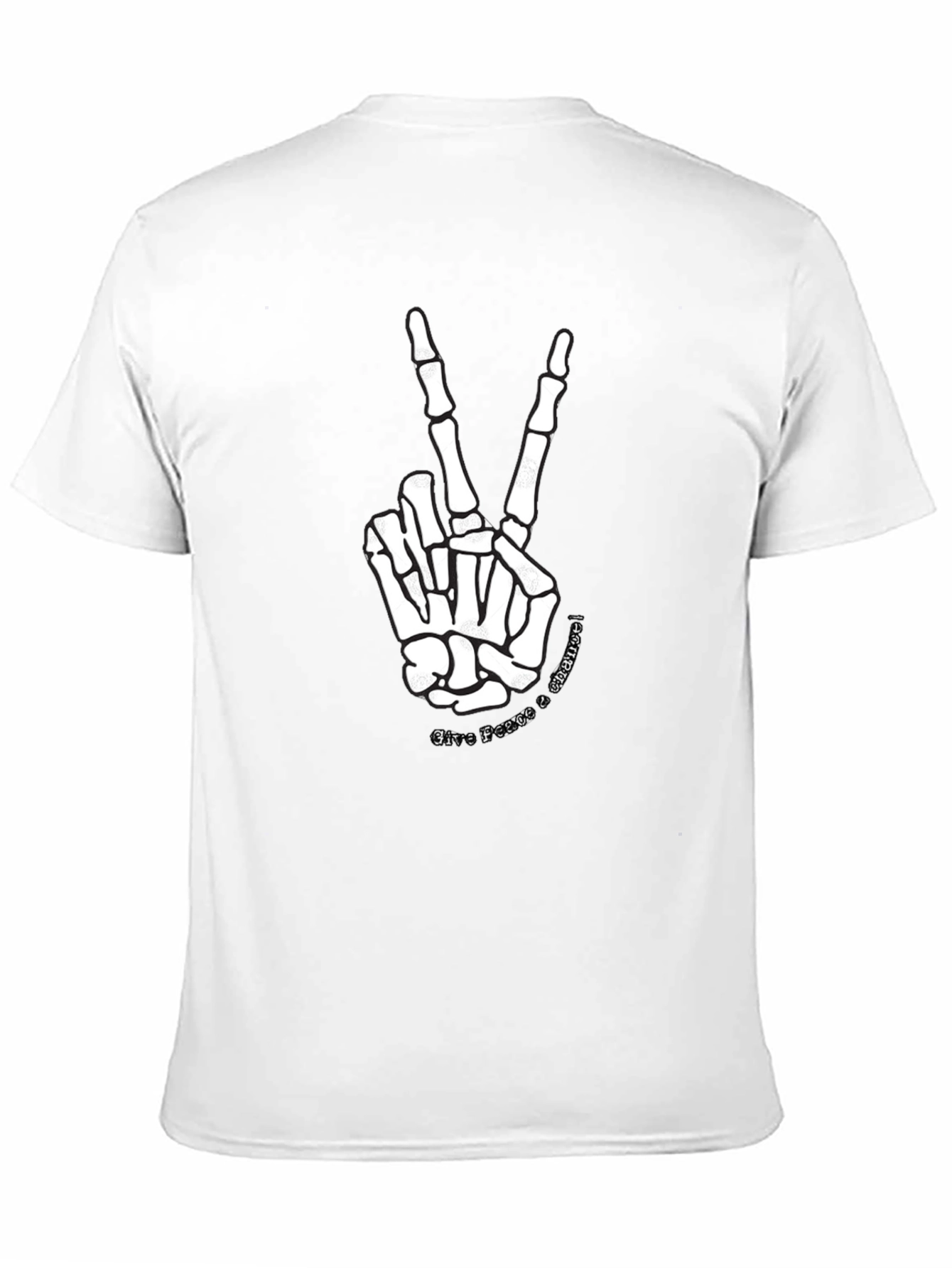 Black Skeleton Hand Peace Sign Black Graphic Tee view 11