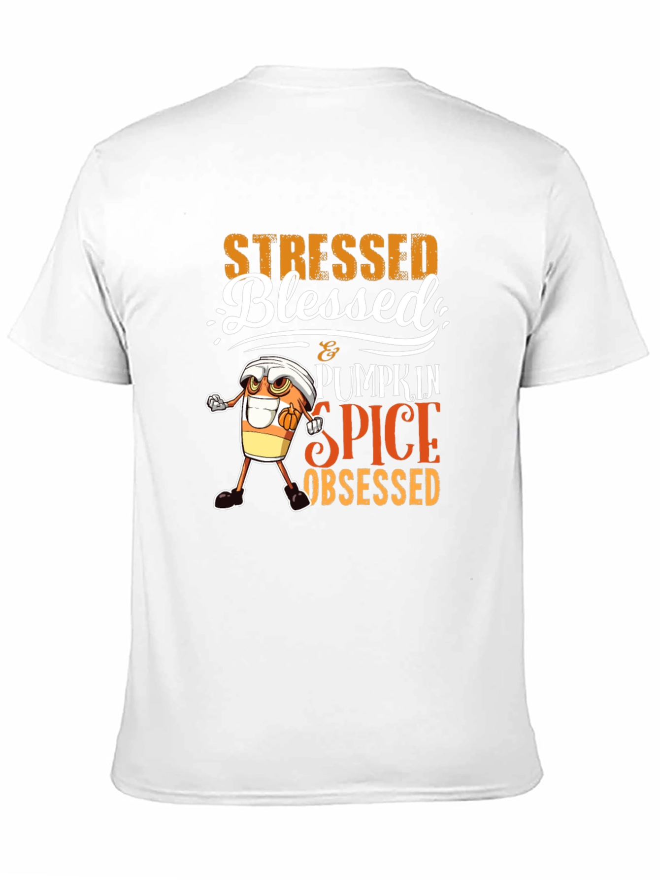 Black Stressed Blessed Pumpkin Spice Obsessed T-Shirt view 11